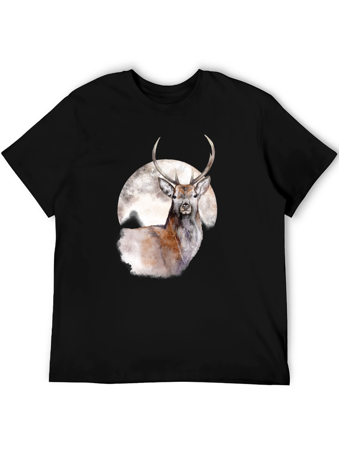 Black Deer and Moon Graphic Tee - Stylish Black T-Shirt view 5