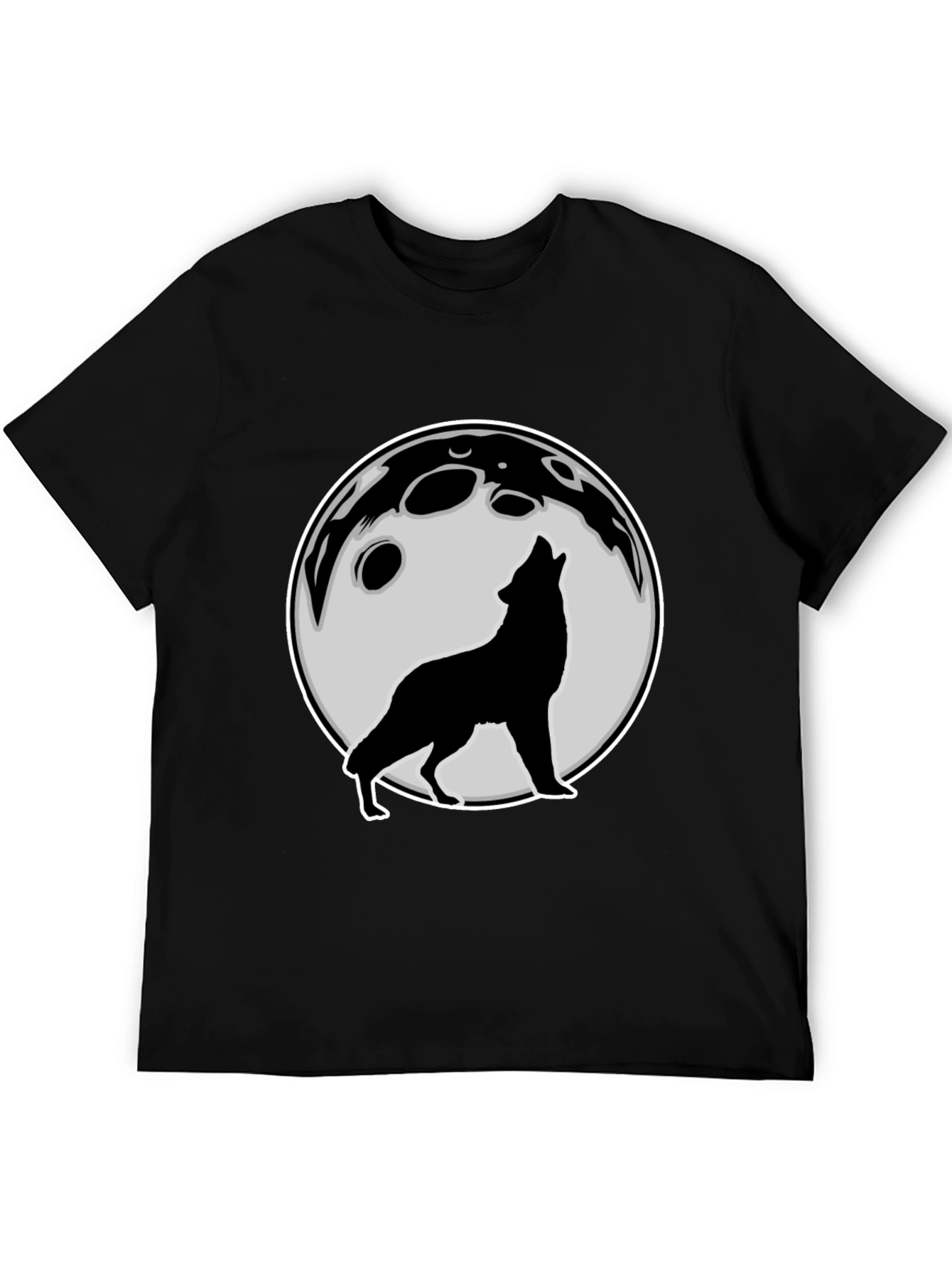 Black Wolf Howling at Moon Graphic Tee - Black view 5