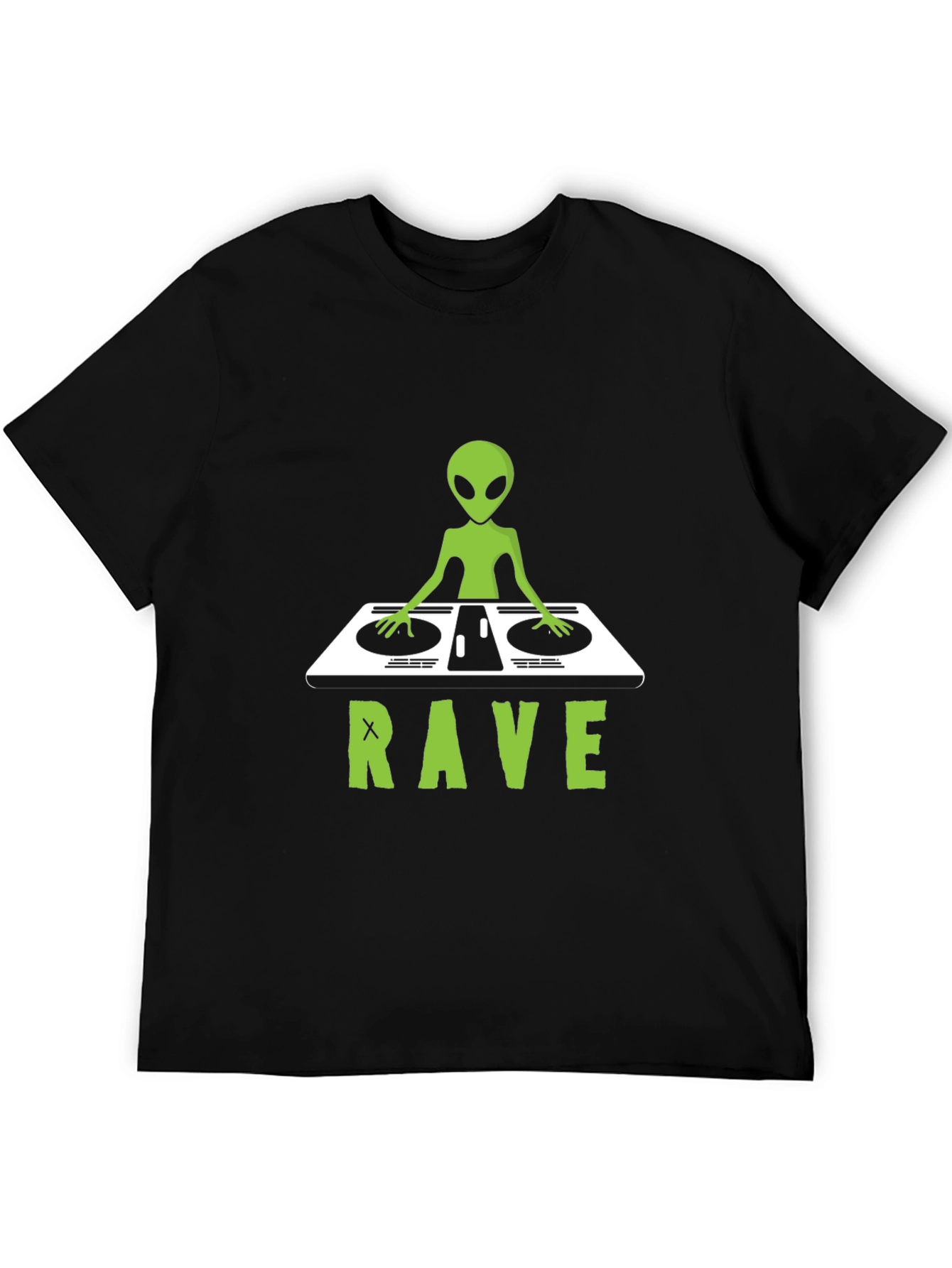 Black Alien DJ Rave T-Shirt - Unique Graphic Tee view 5