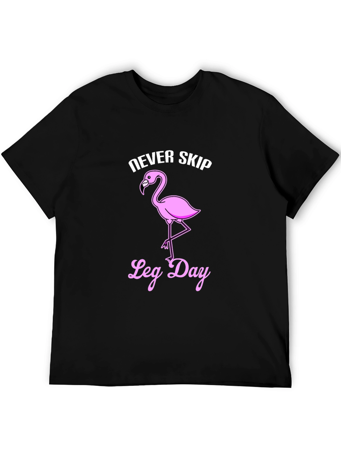 Black Never Skip Leg Day Flamingo Graphic T-Shirt view 5