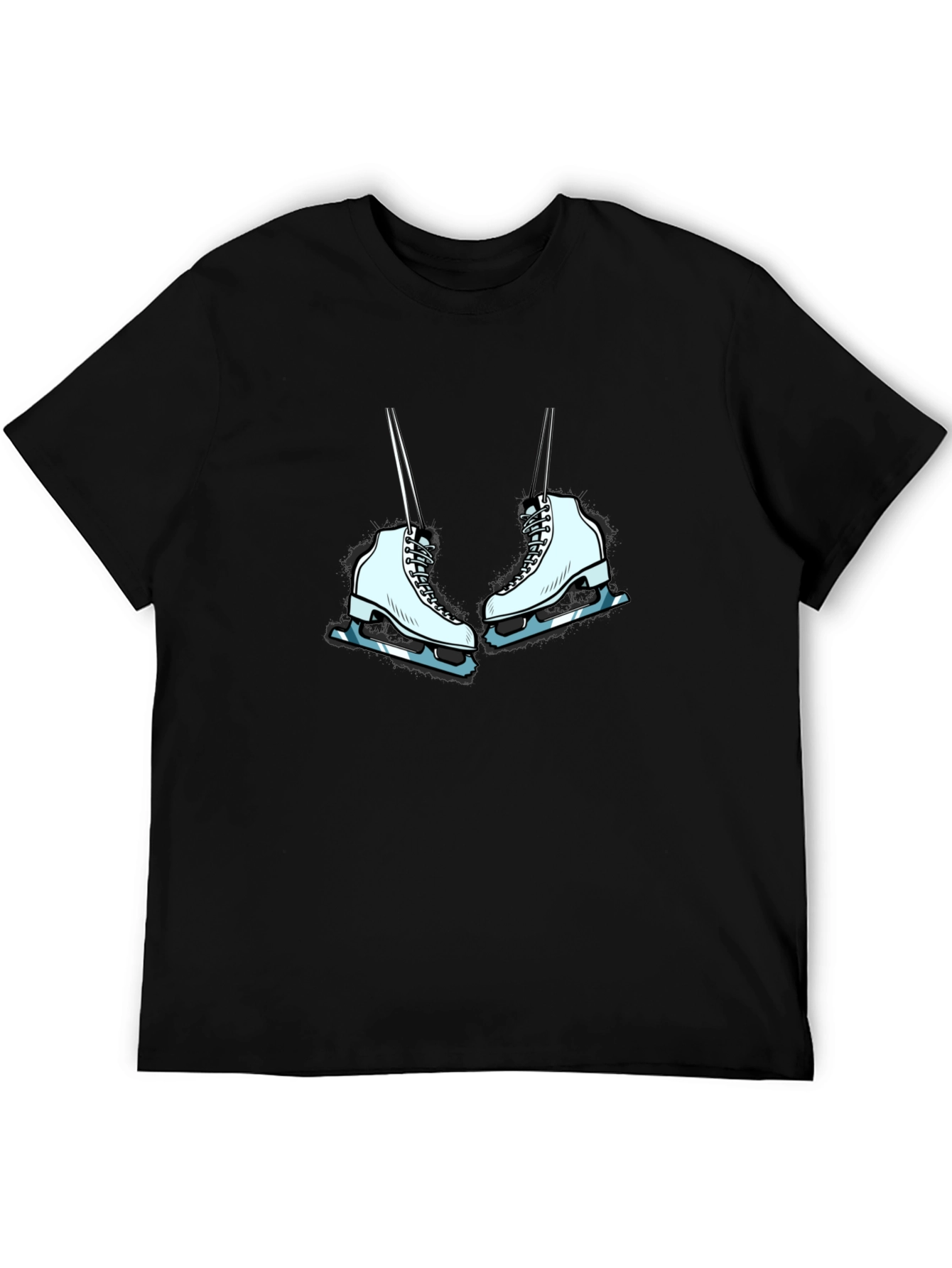 Black Ice Skates Graphic T-Shirt - Black Cotton Tee view 5