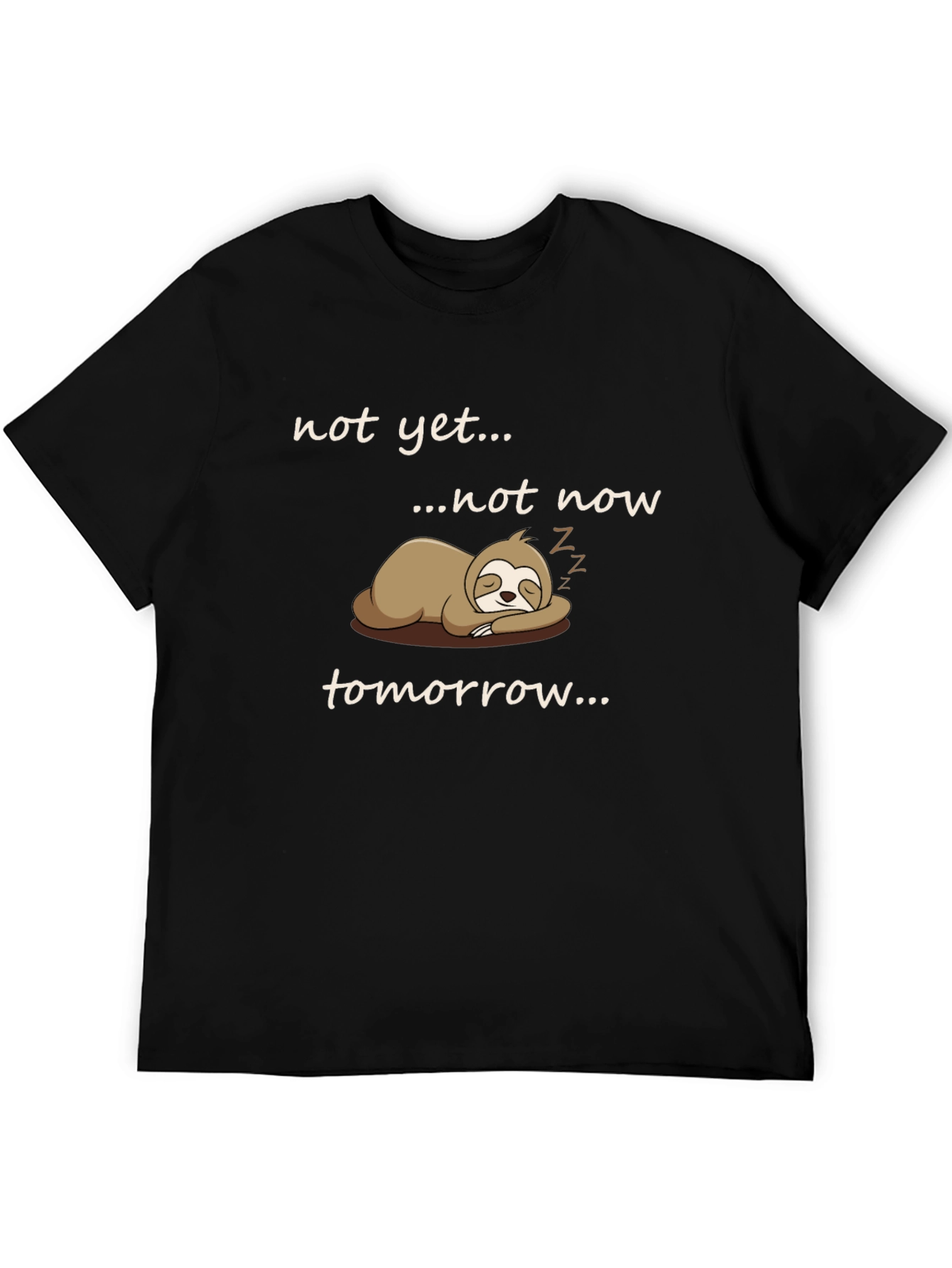 Black Sloth Graphic T-Shirt - "Not Yet... Tomorrow" view 5