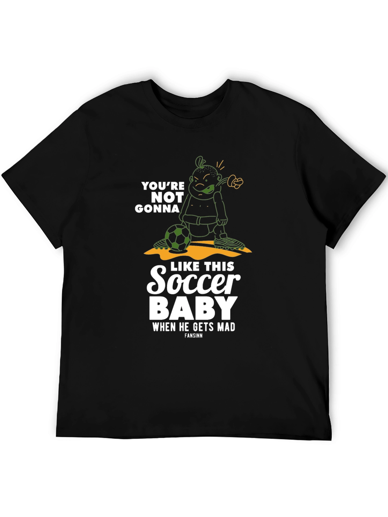 Black Funny Soccer Baby Graphic T-Shirt view 5