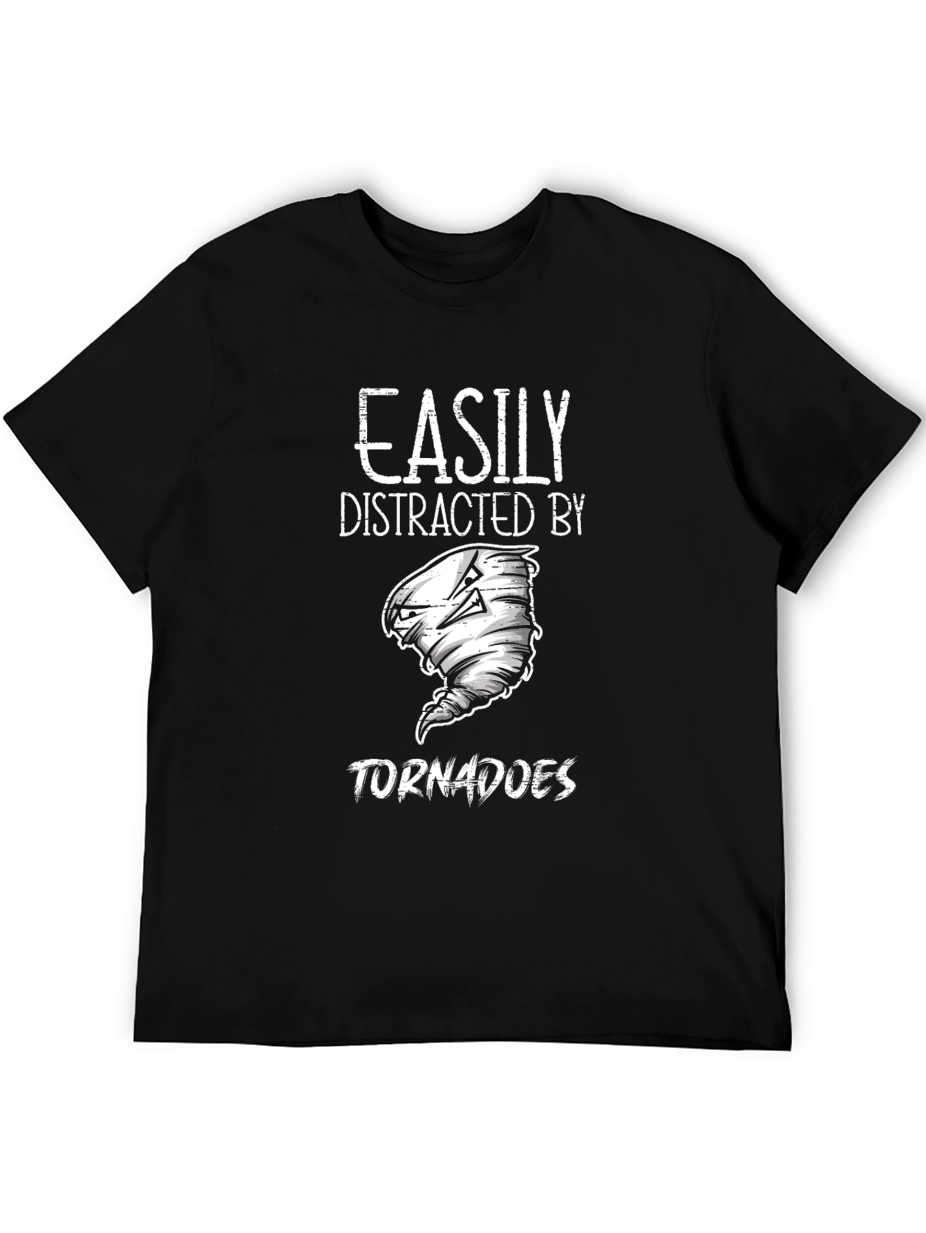 Black Easily Distracted by Tornadoes T-Shirt view 5