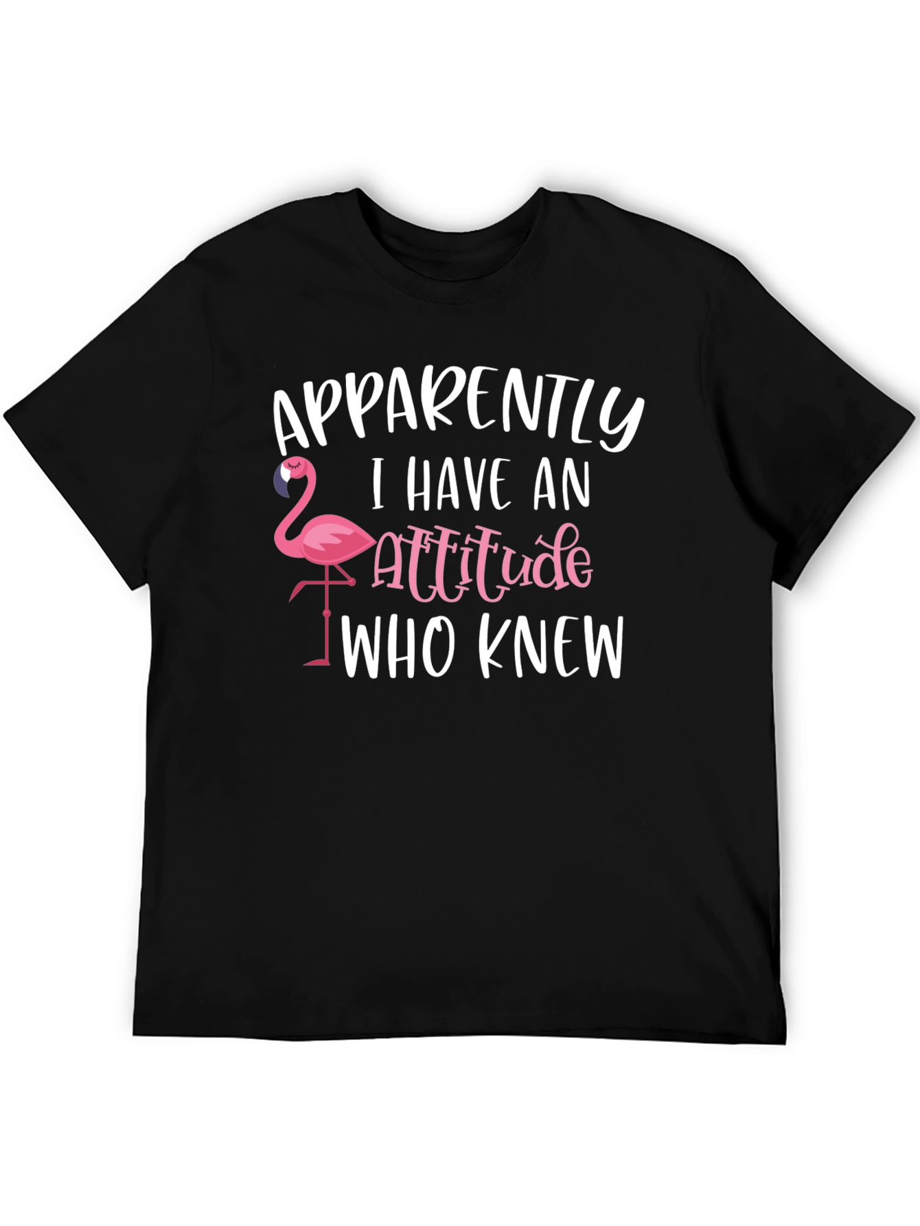 Black Funny Flamingo Attitude T-Shirt view 5