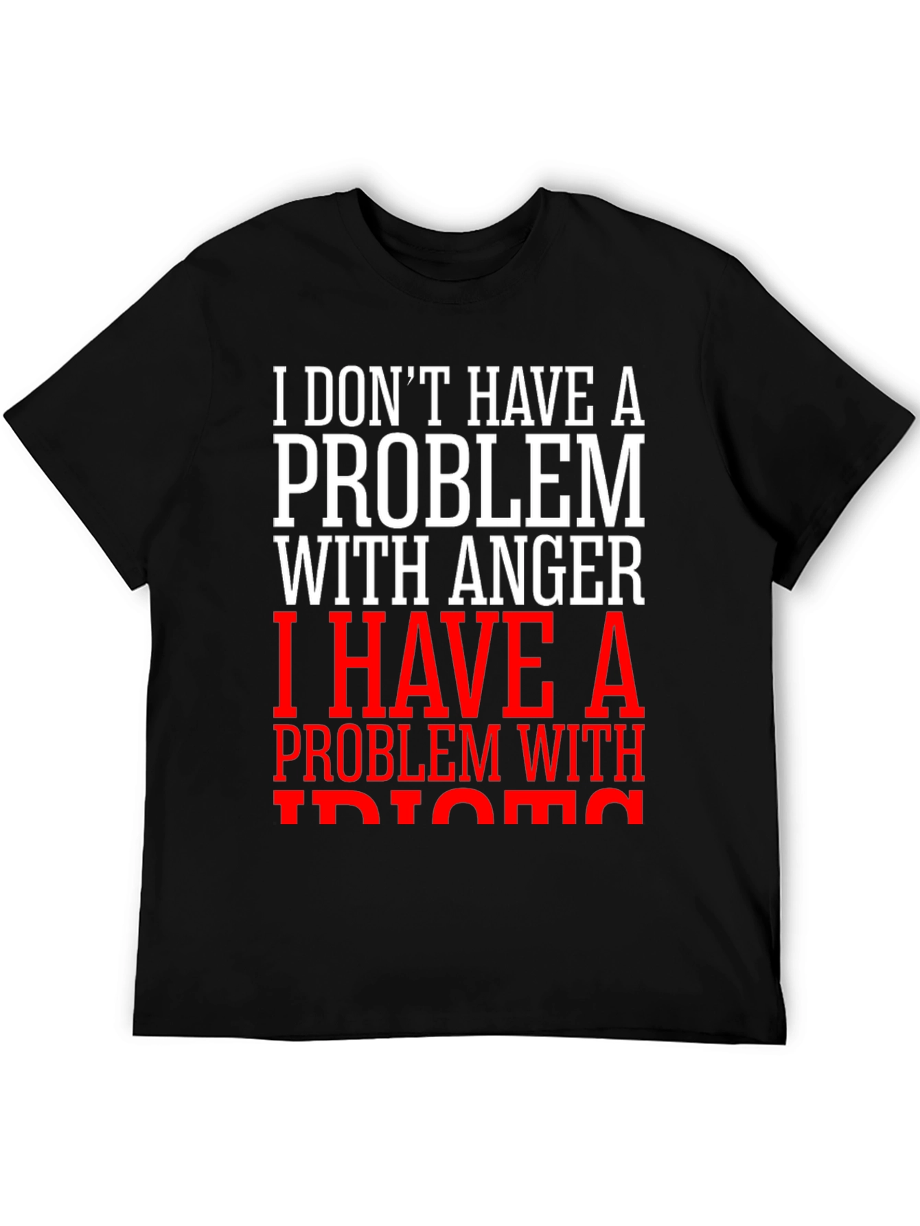 Black Funny Anger Problem Graphic T-Shirt view 5