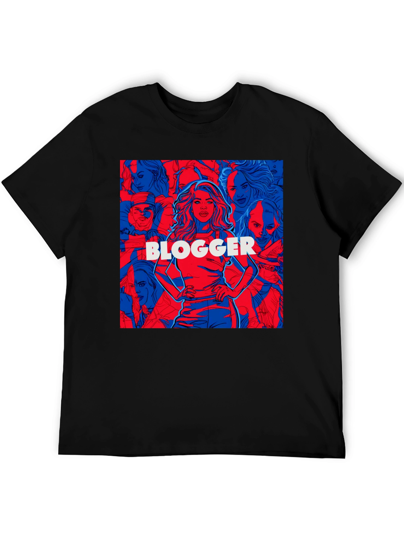 Black Blogger Graphic Print Crew Neck T-Shirt view 5