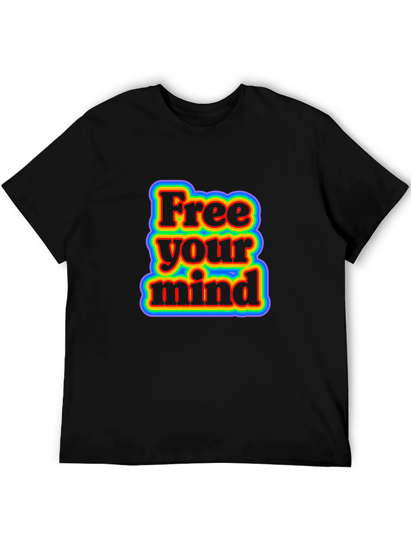 Black Free Your Mind Retro Graphic T-Shirt - Black view 5