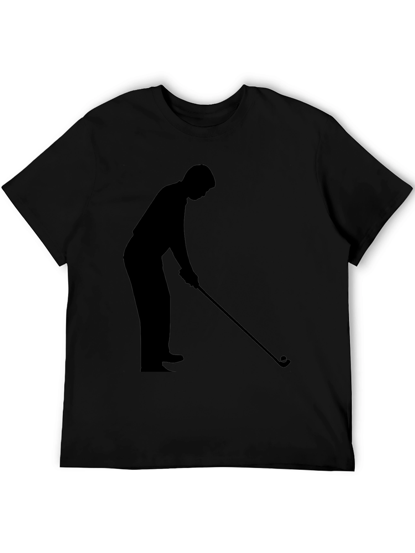 Black Golfer Silhouette Black T-Shirt view 5
