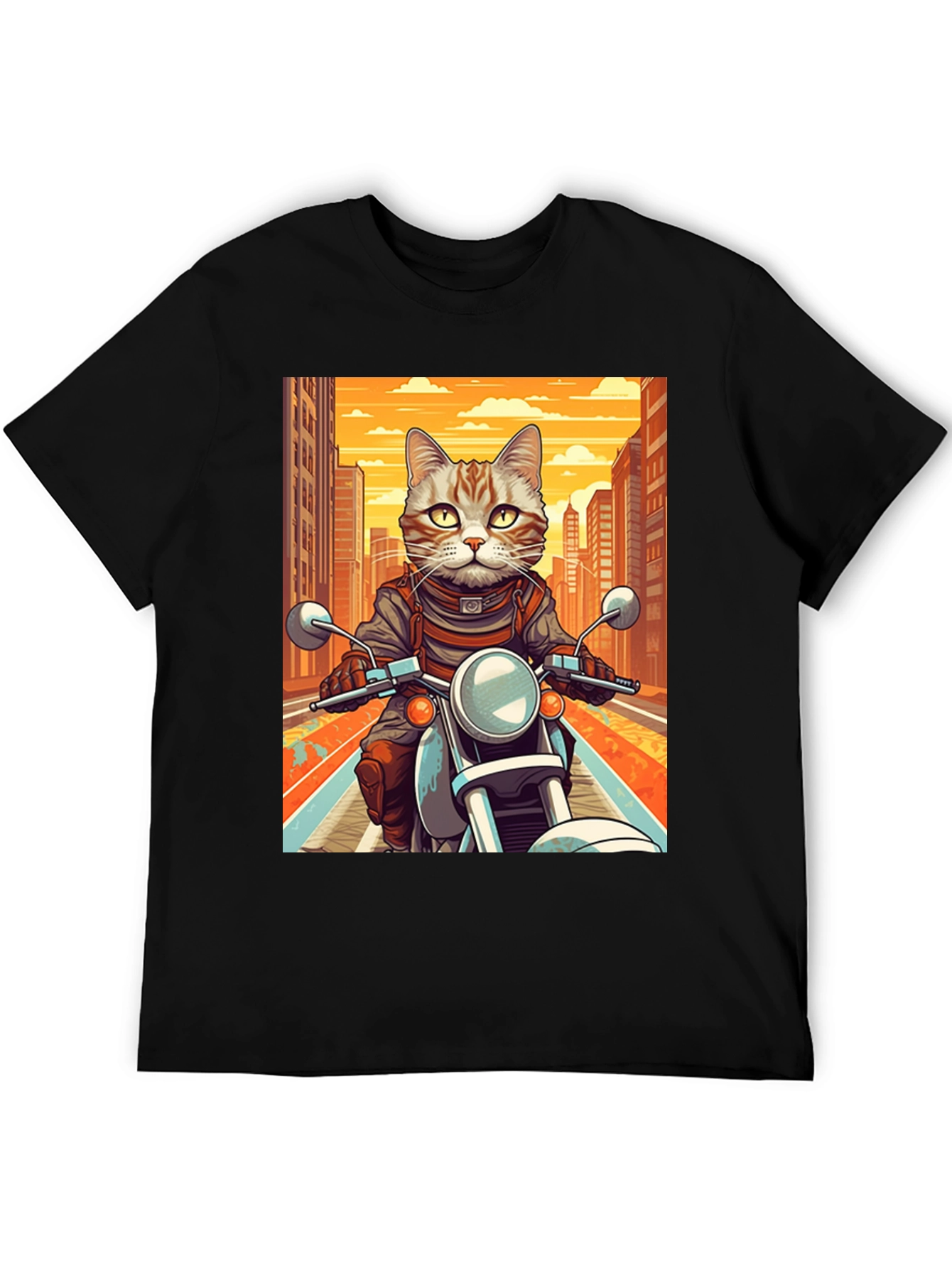 Black Cat on Motorcycle Graphic Tee view 5