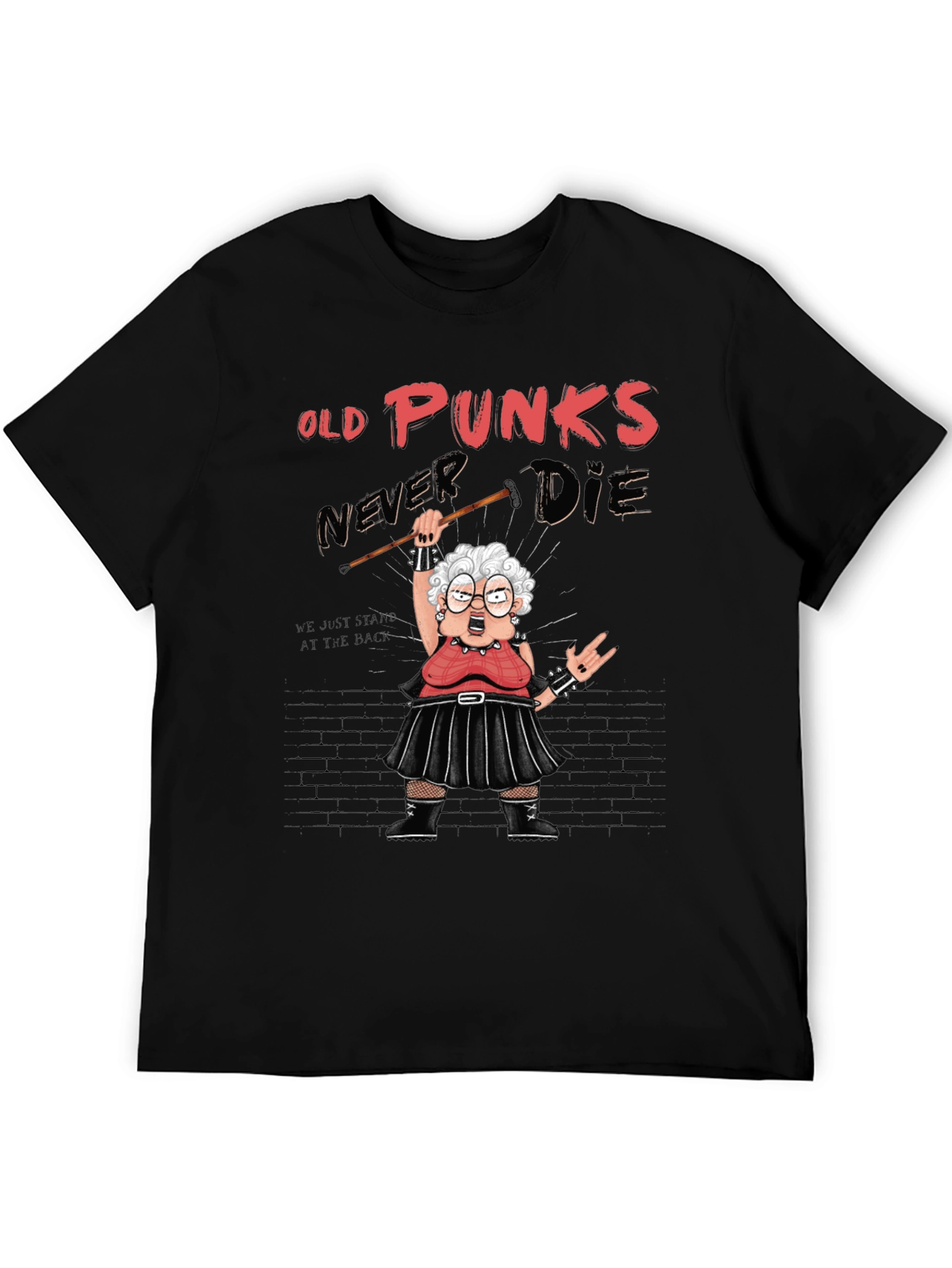 Black Old Punks Never Die Graphic T-Shirt view 5