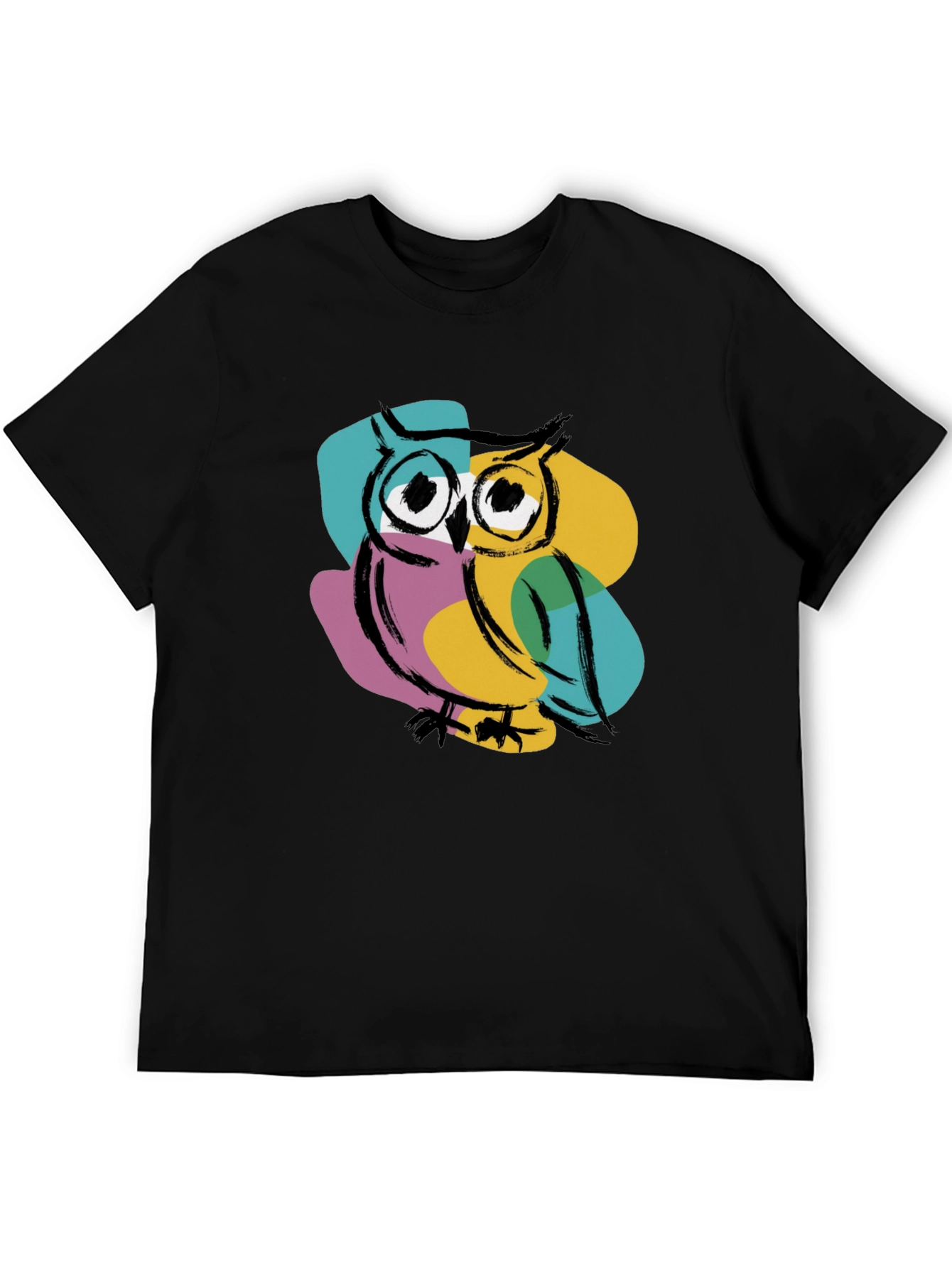 Black Cool Owl Graphic Print T-Shirt - Black view 5