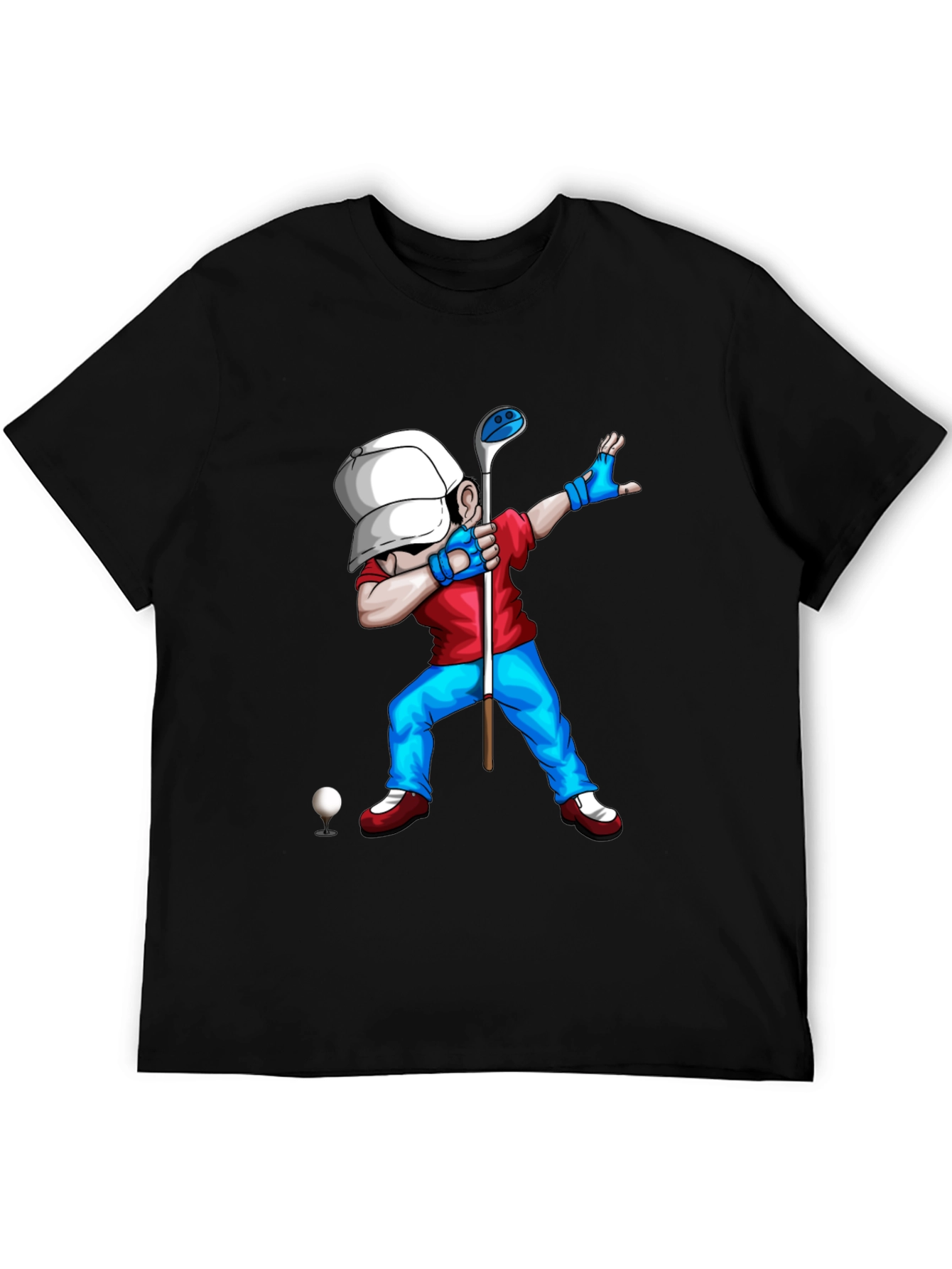 Black Golf Dabbing Cartoon Graphic Tee view 5