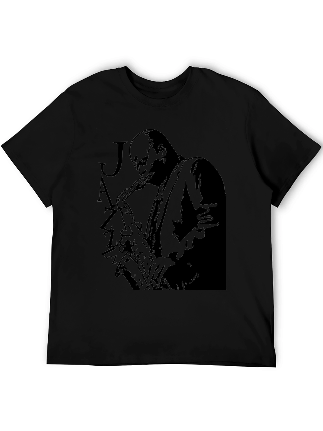 Black Jazz Saxophone Player Graphic T-Shirt view 5