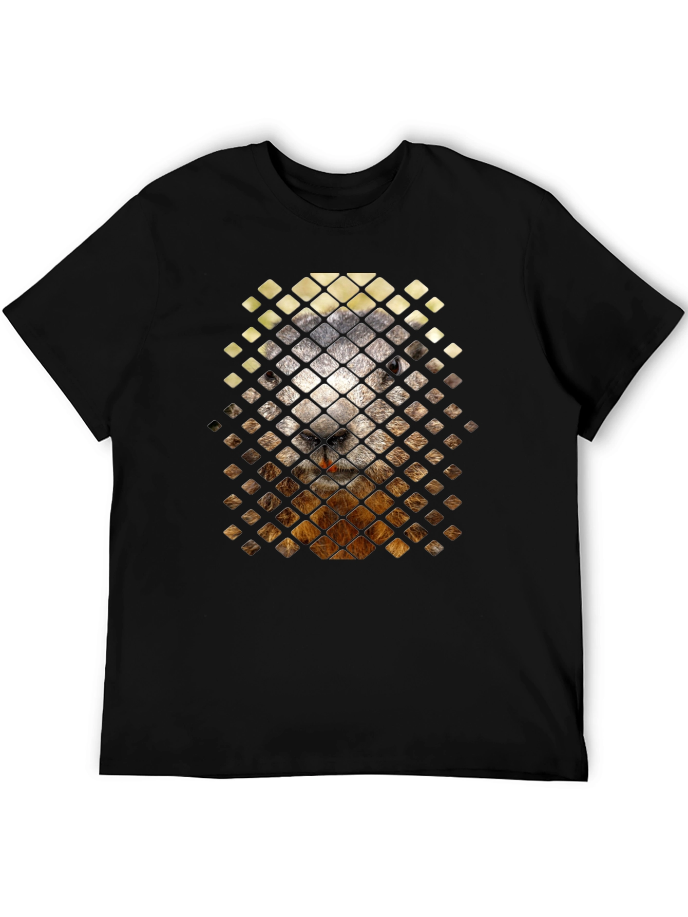 Black Groundhog Grid Tee - Unique Animal Graphic T-Shirt view 5