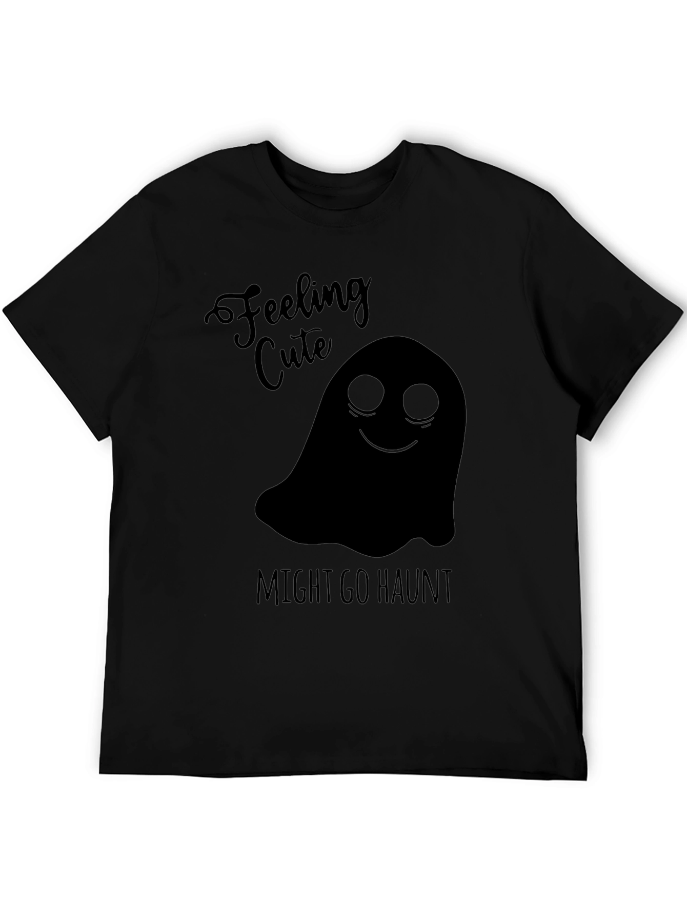 Black Feeling Cute Ghost Graphic Tee - Halloween Shirt view 5