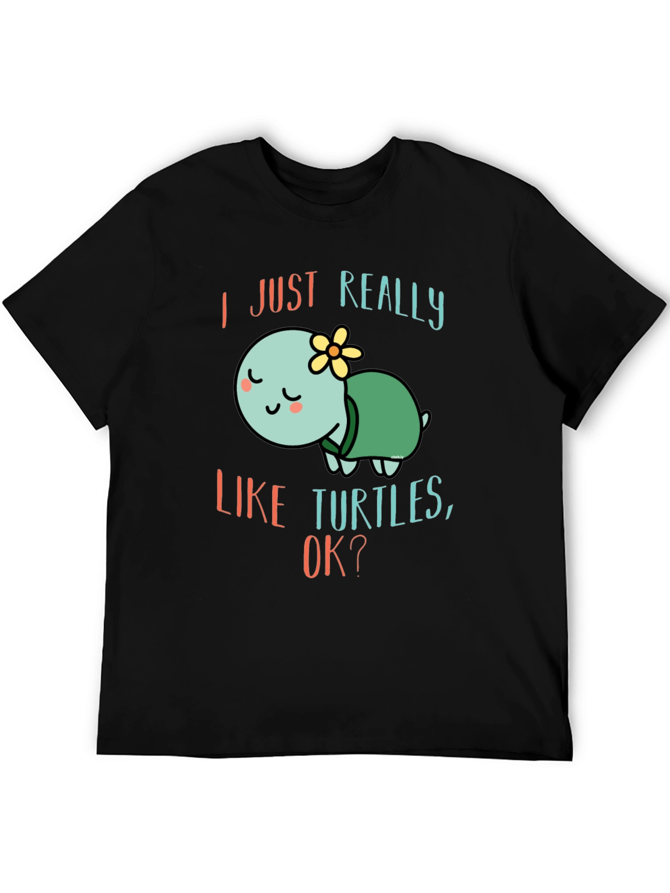 Black I Just Really Like Turtles T-Shirt Cute Cartoon Tee view 5
