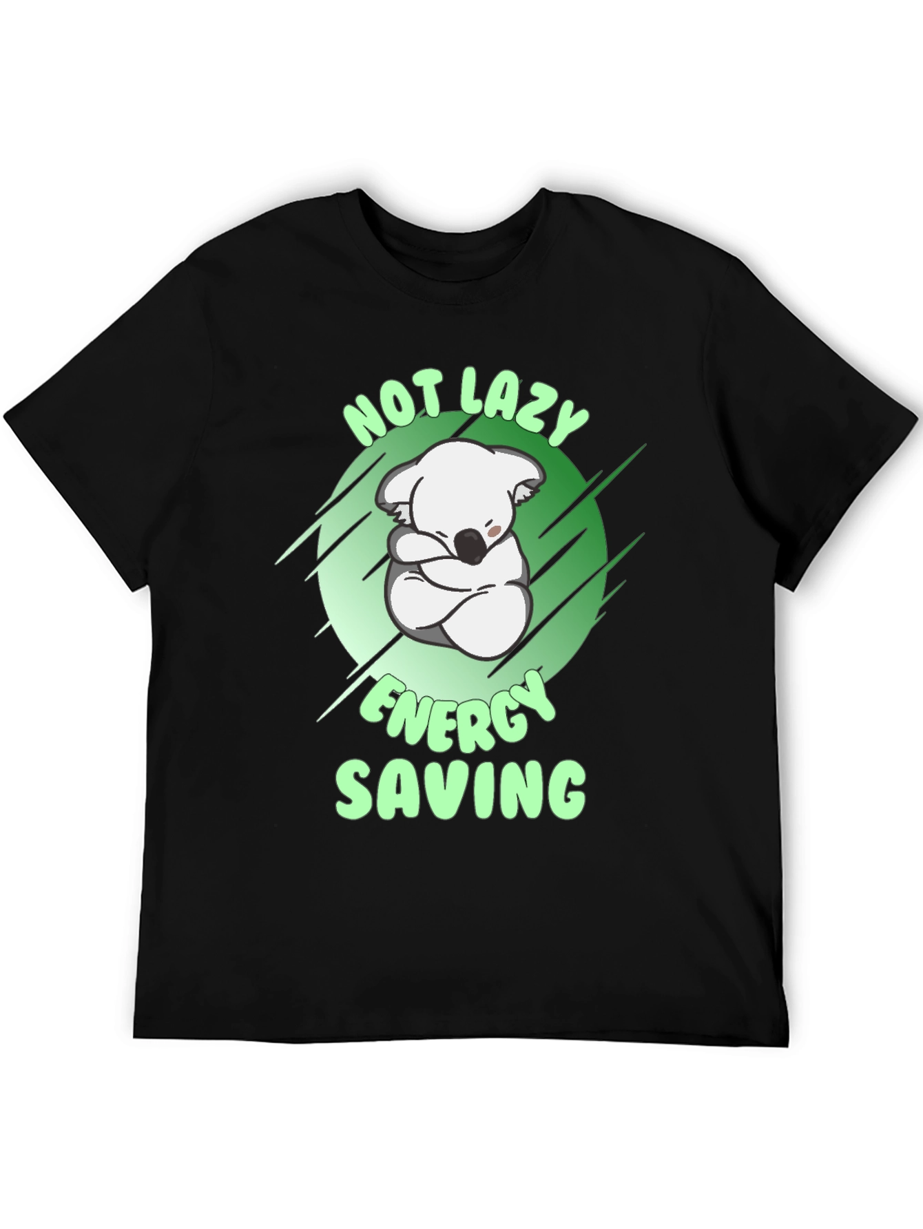 Black Not Lazy Energy Saving Koala T-Shirt view 5