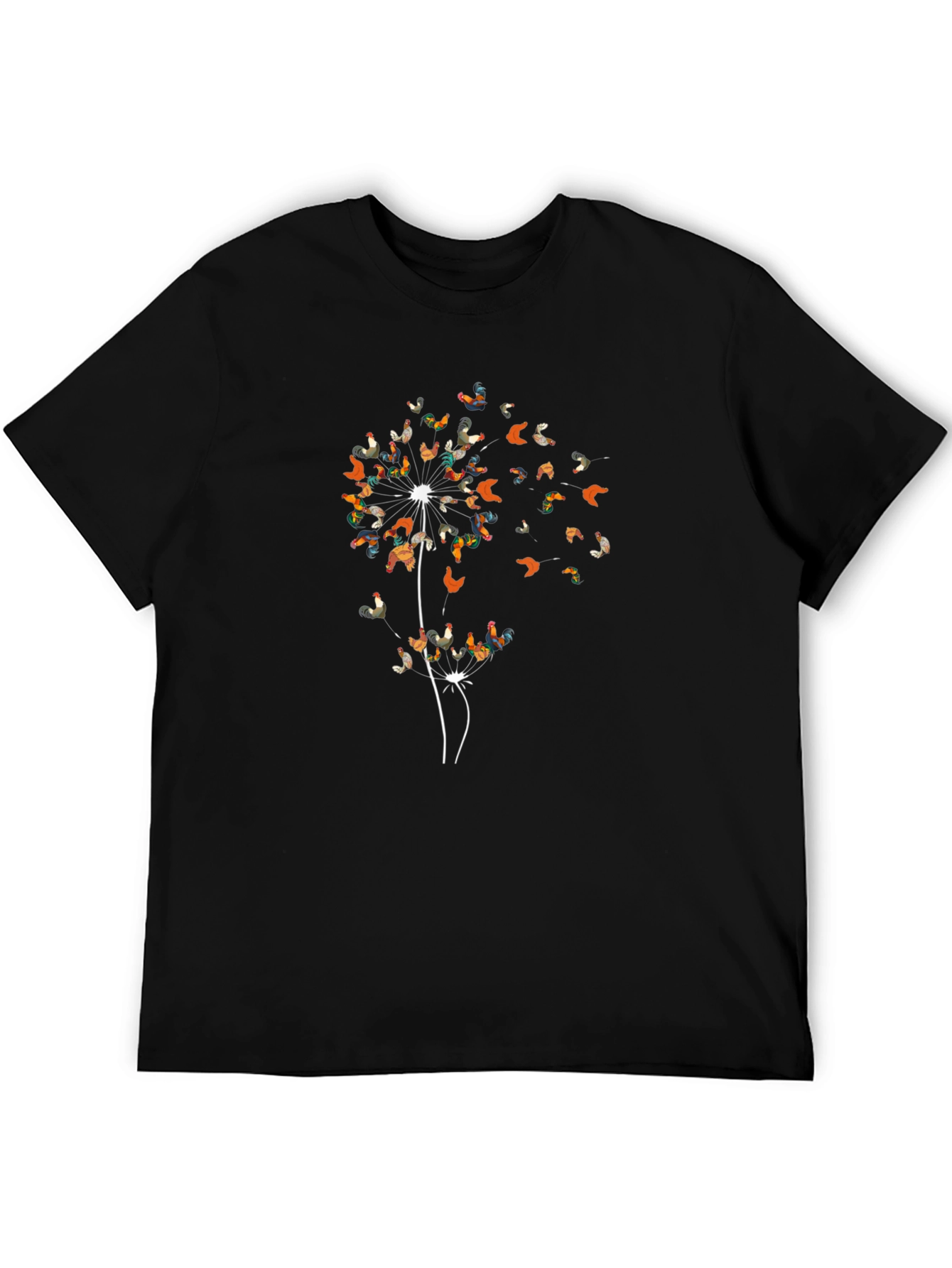 Black Dandelion Chicken T-Shirt - Unique Graphic Tee view 5
