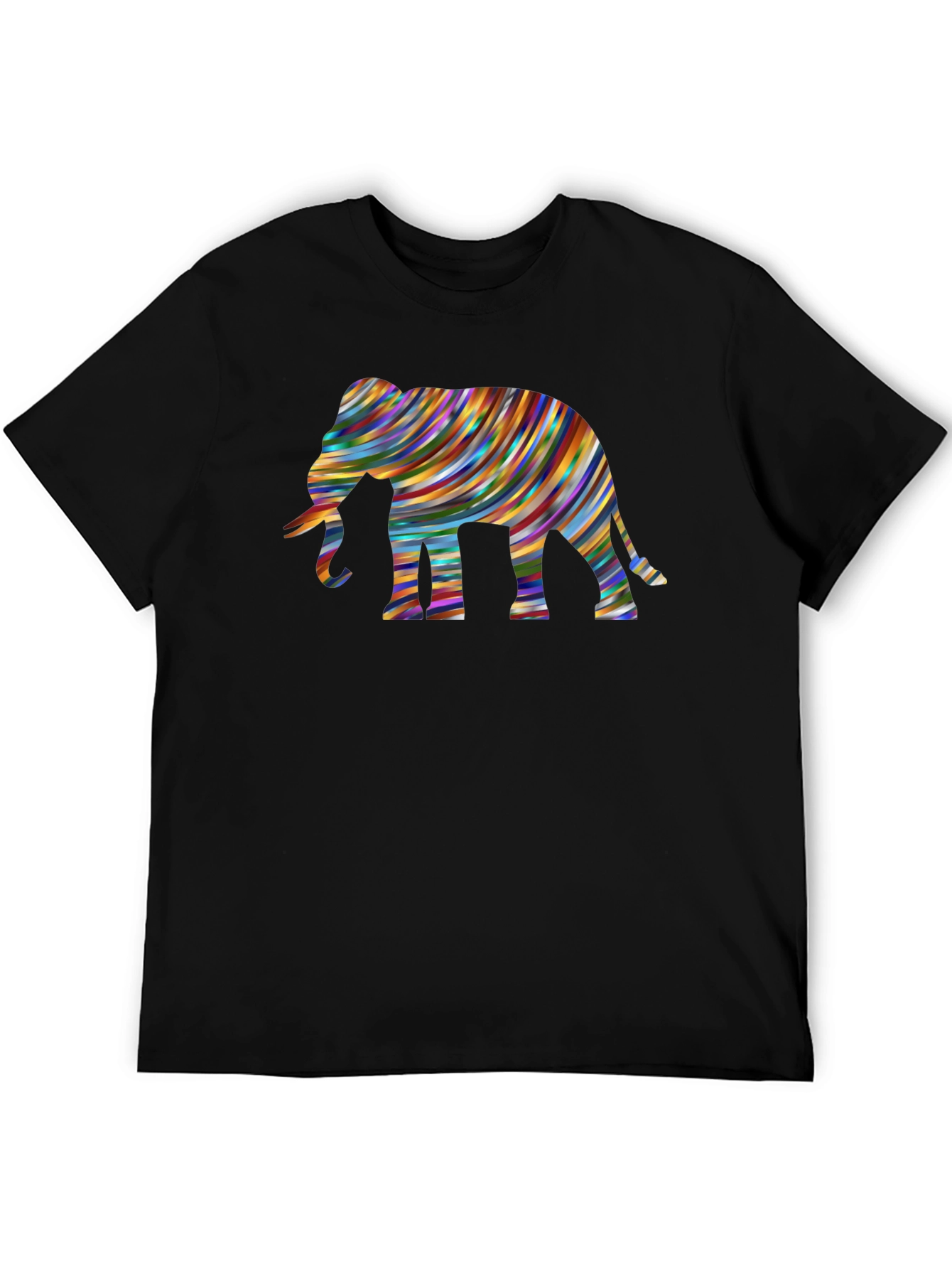Black Colorful Elephant Graphic Tee - Unique Design view 5