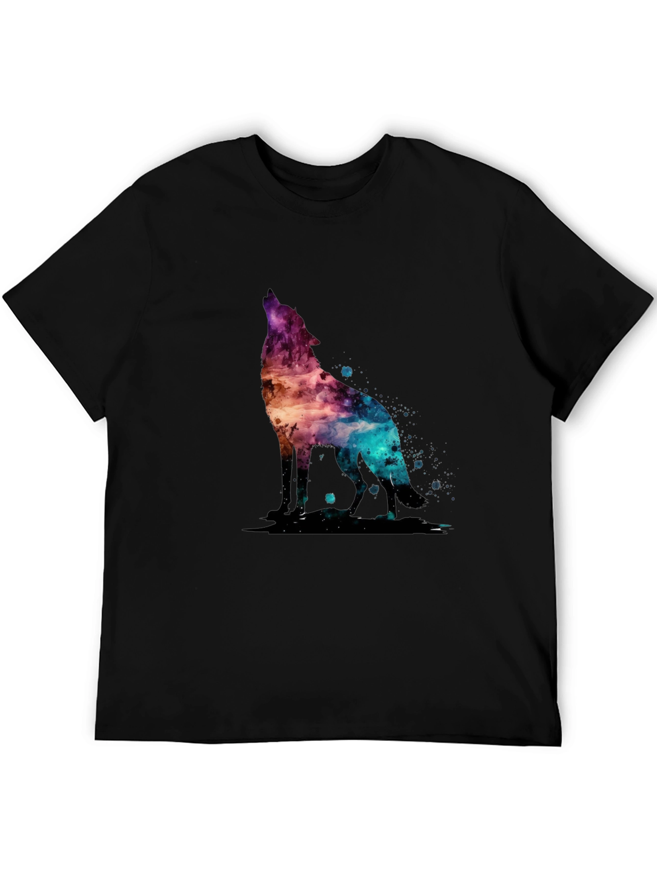 Black Galaxy Wolf Graphic T-Shirt - Stylish Men's Tee view 5