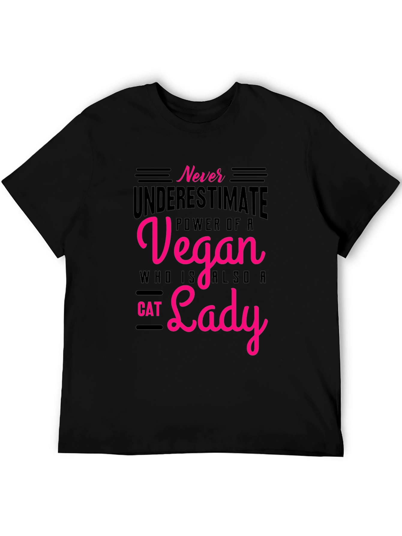 Black Vegan Cat Lady T-Shirt: Never Underestimate the Power! view 5