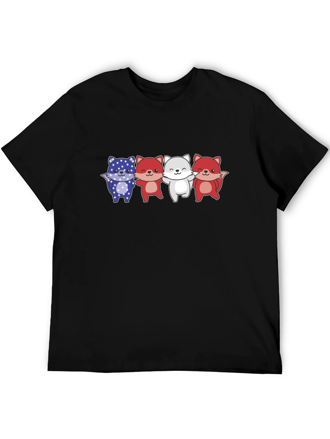 Black Patriotic Fox T-Shirt - USA Animal Design view 5