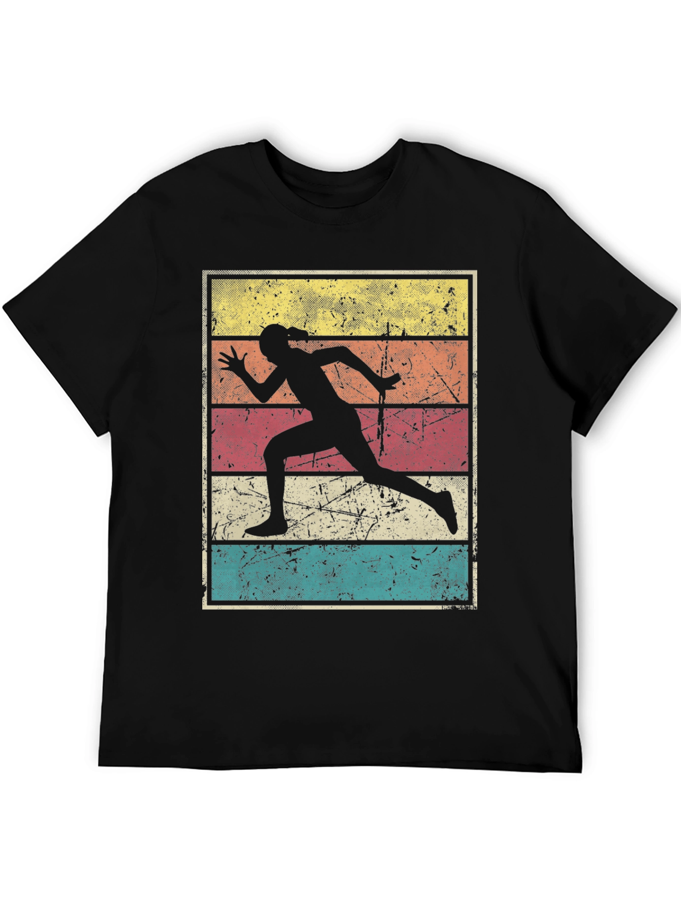 Black Retro Runner T-Shirt | Vintage Style Athletics Tee view 5