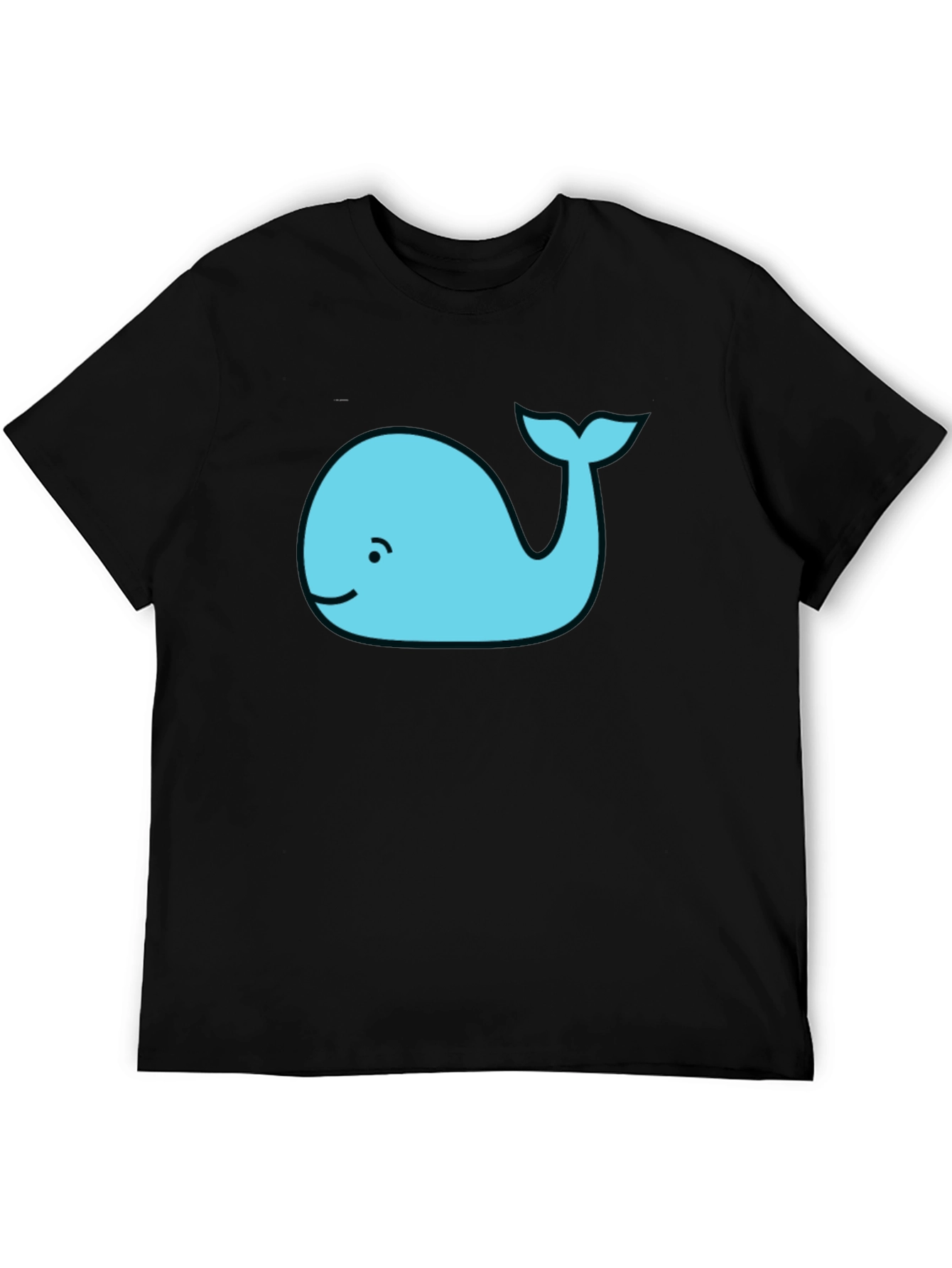 Black Cute Whale Graphic Tee - Black Cotton T-Shirt view 5