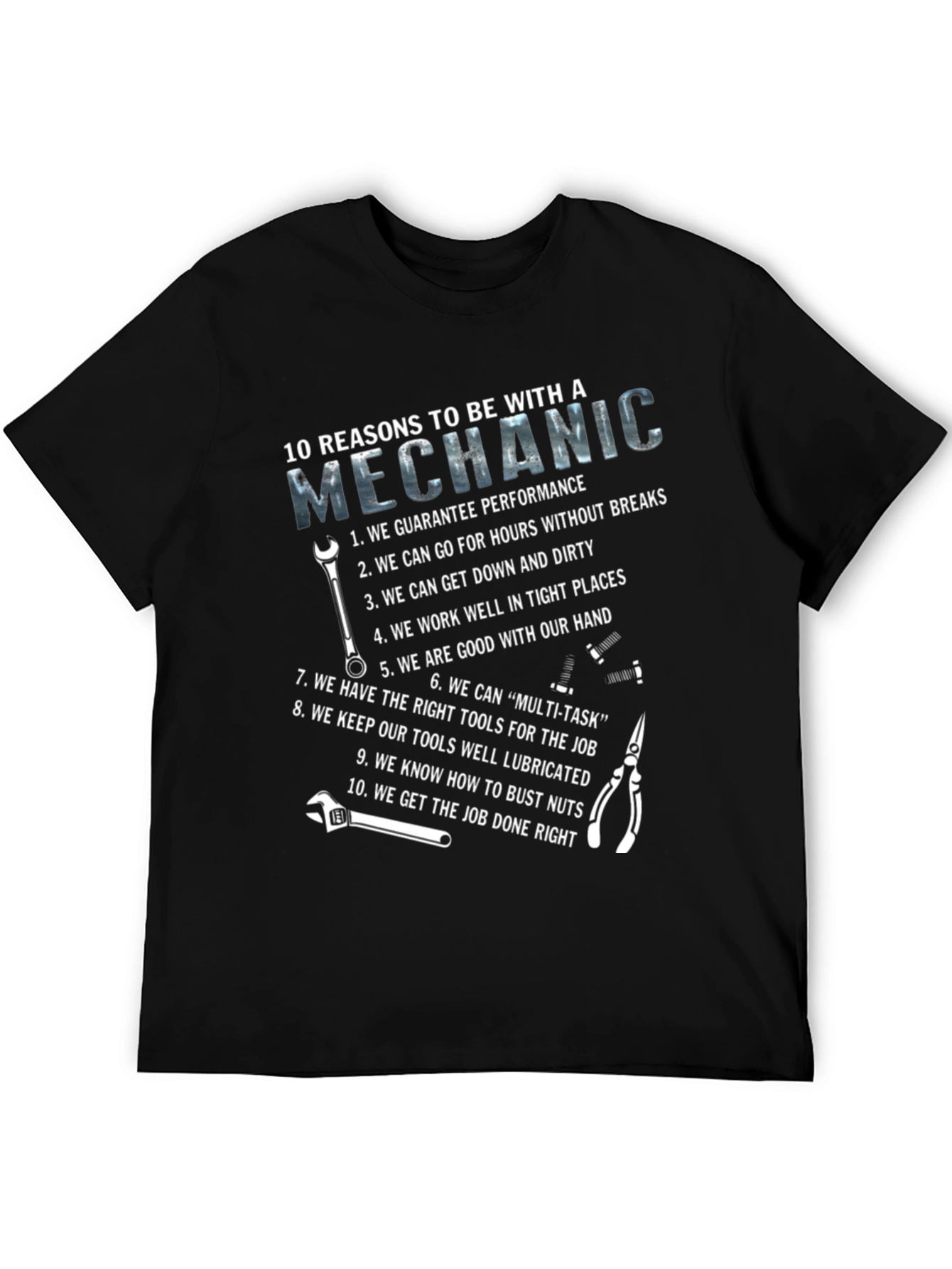 Black 10 Reasons Mechanic T-Shirt - Performance, Tools, Humor view 5