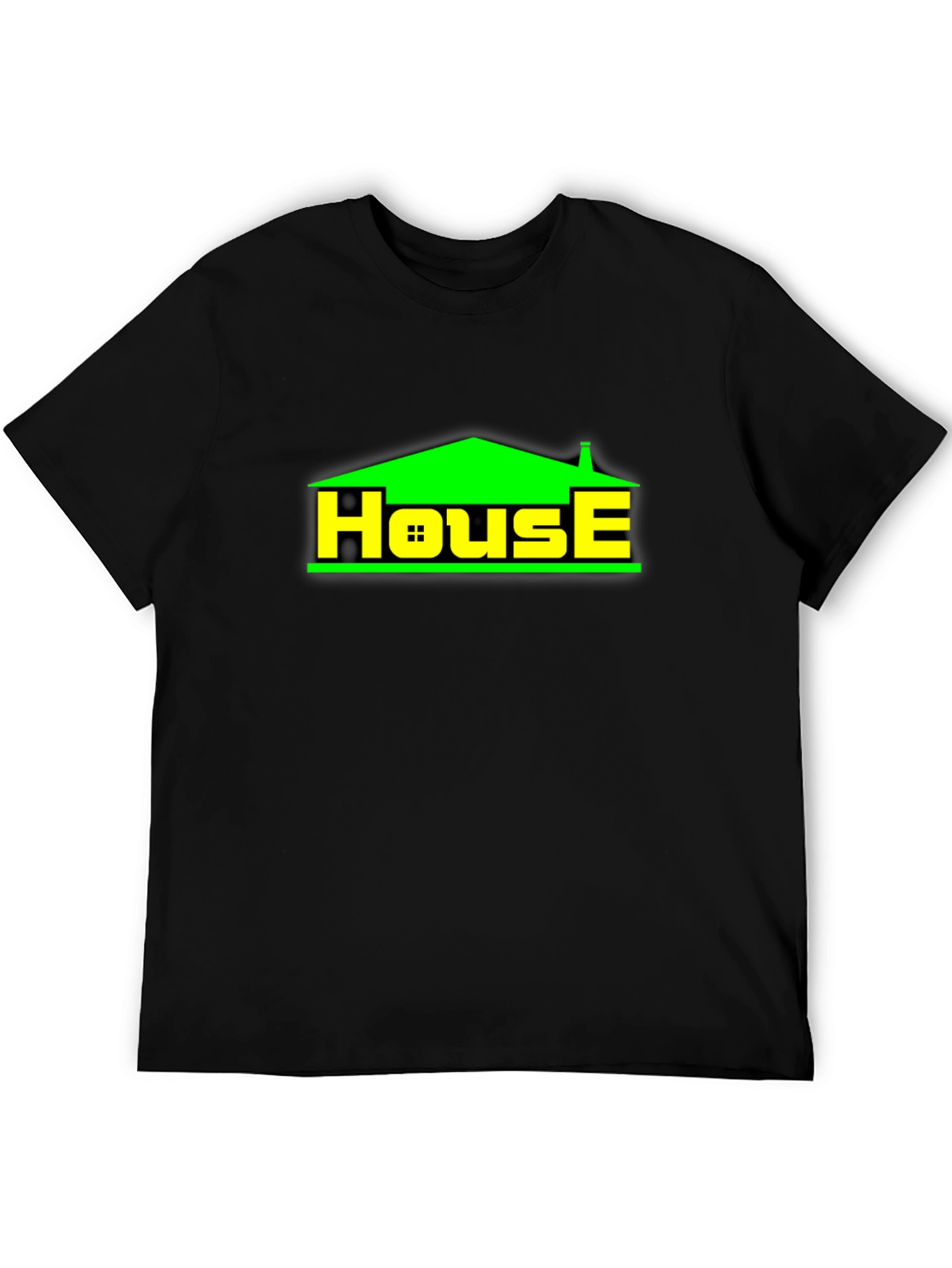 Black House Graphic T-Shirt - Black Crew Neck Tee view 5