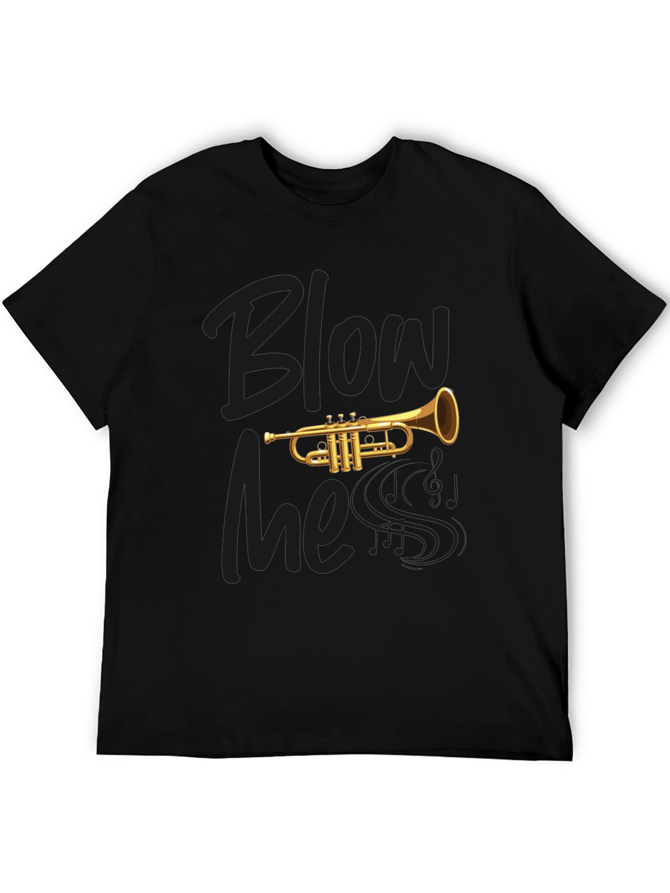 Black Blow Me Trumpet Graphic Black T-Shirt view 5