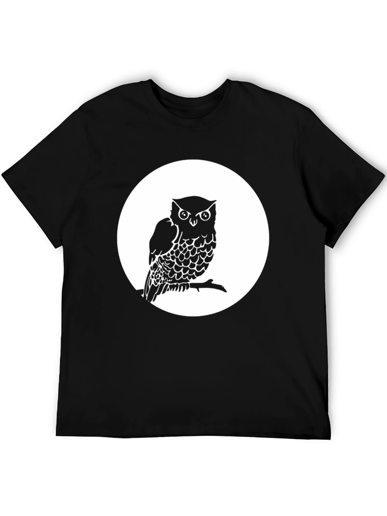 Black Owl on Branch Graphic Tee - Unisex Black T-Shirt view 5