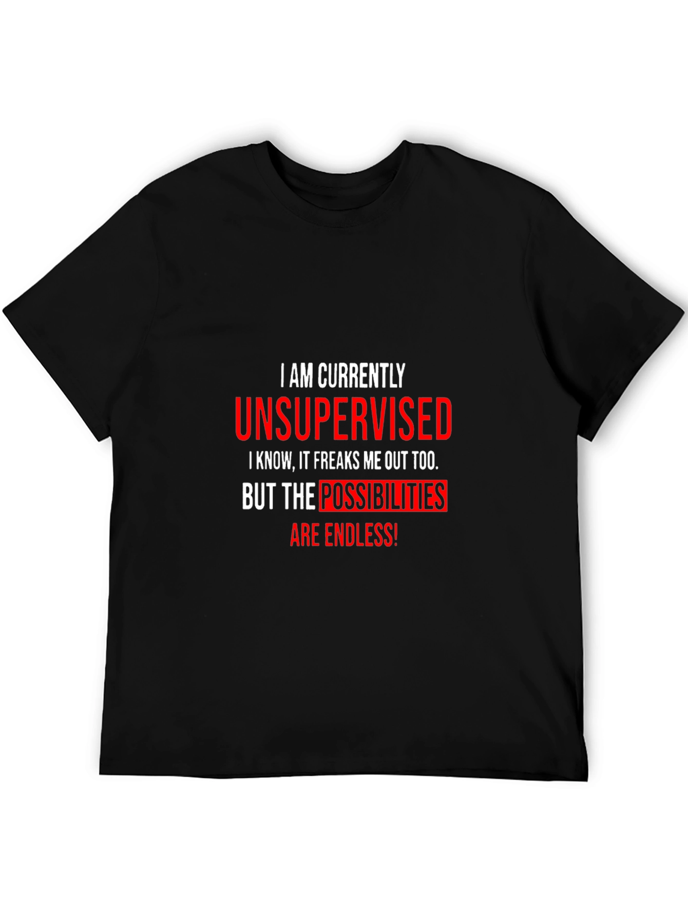Black Unsupervised Funny Graphic T-Shirt view 5