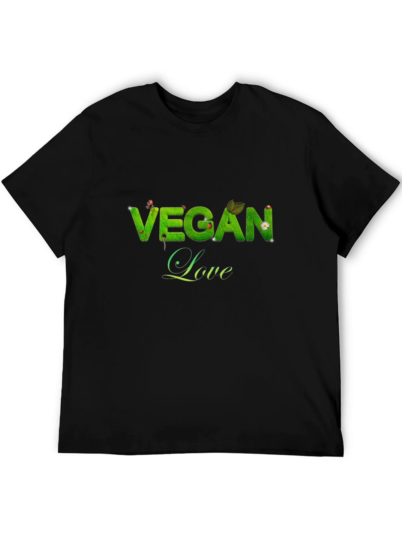 Black Vegan Love Black T-Shirt view 5