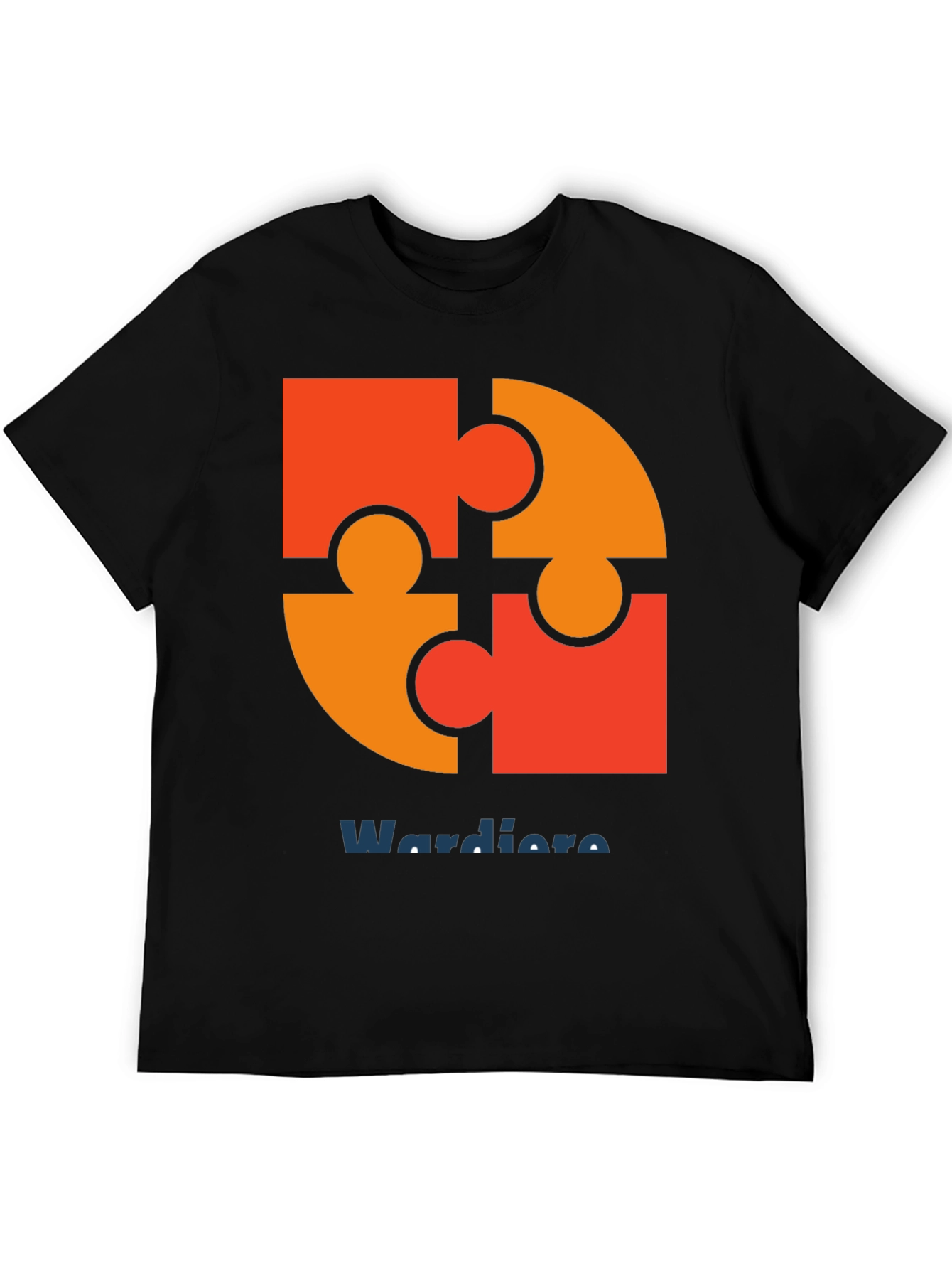 Black Puzzle Piece Graphic Tee - Wardiore Printed T-Shirt view 5