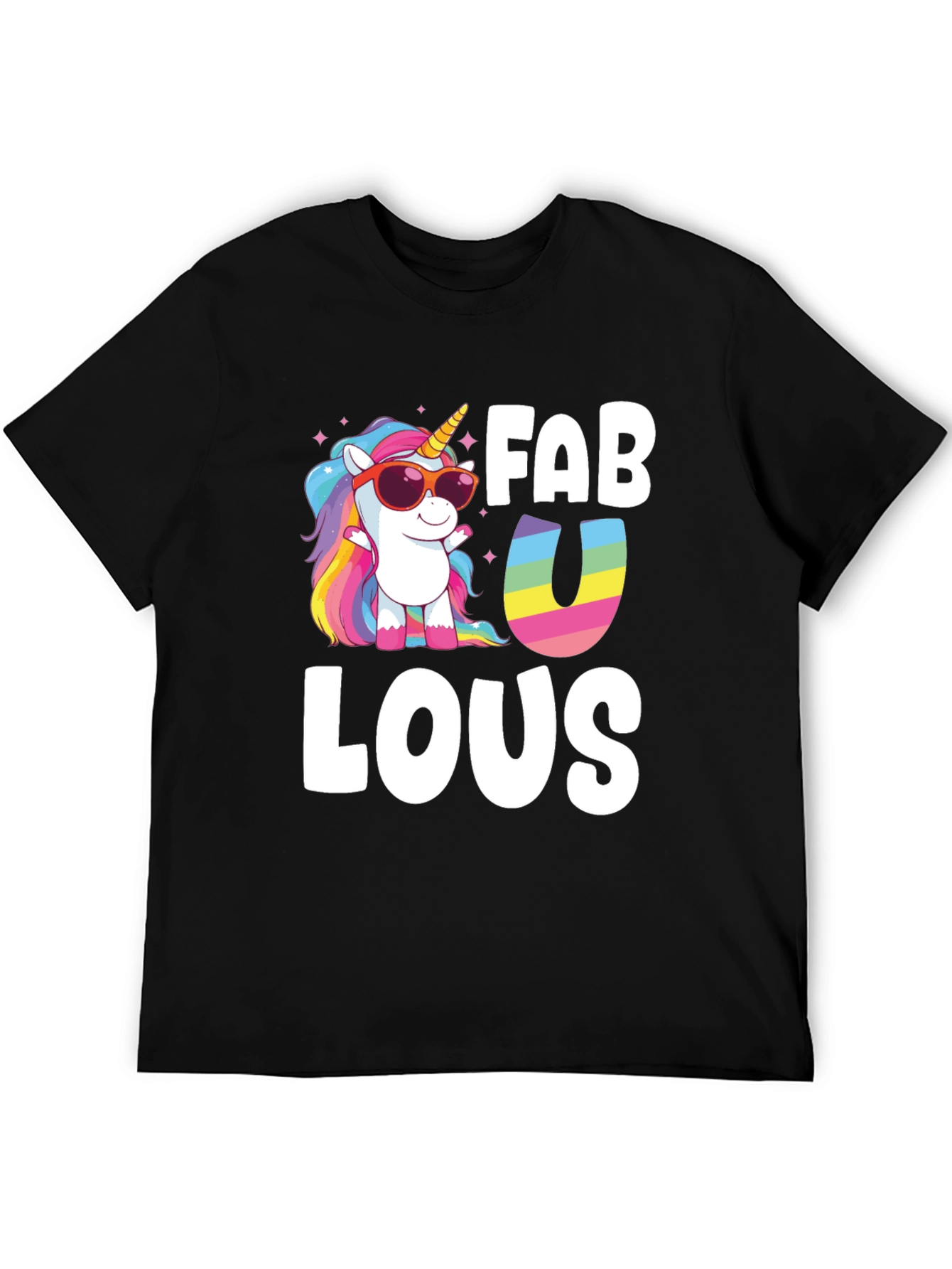 Black Fabulous Unicorn Graphic Tee - Black Cotton Blend view 5
