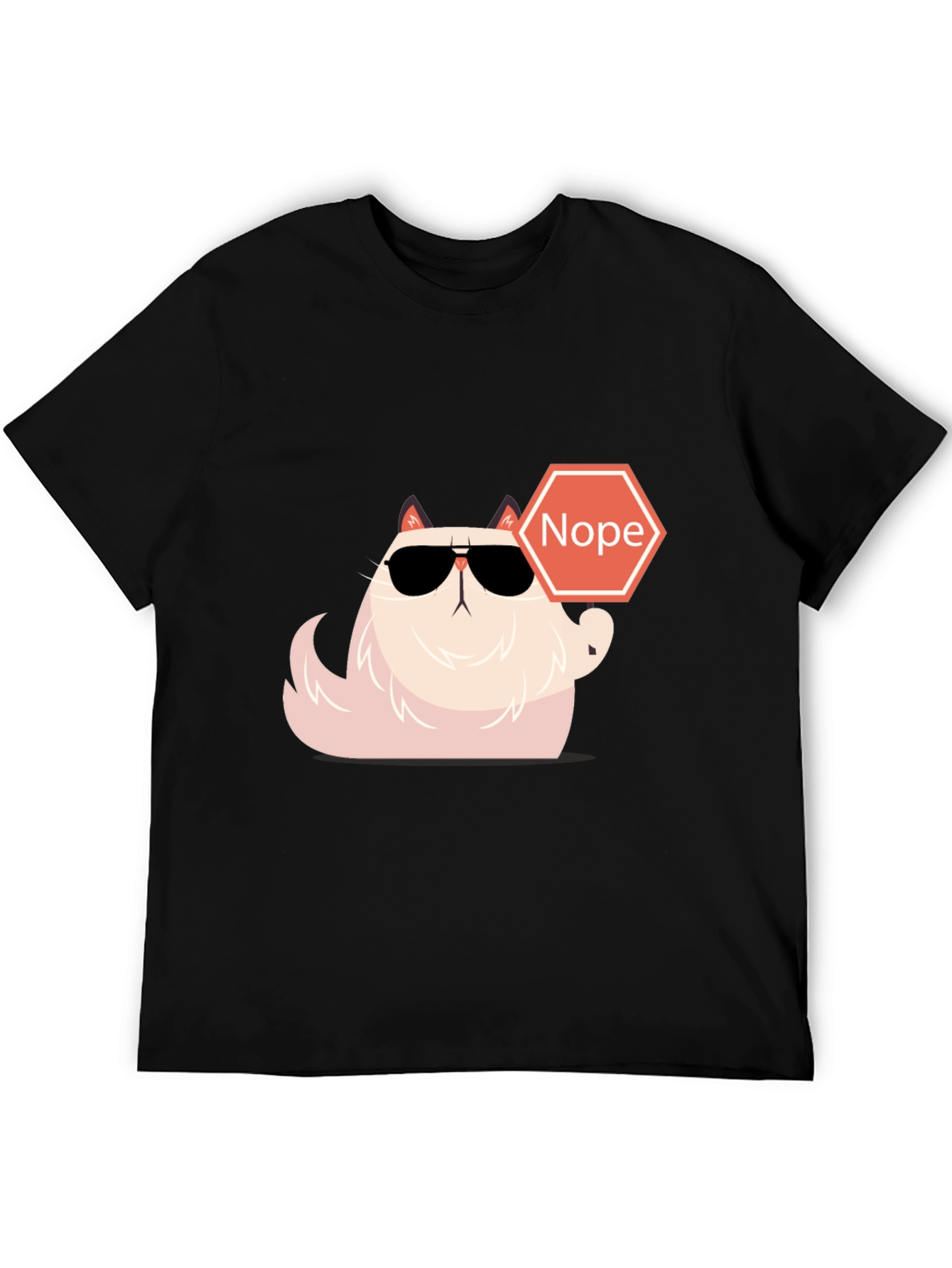 Black Cool Cat Nope T-Shirt - Funny Graphic Tee view 5