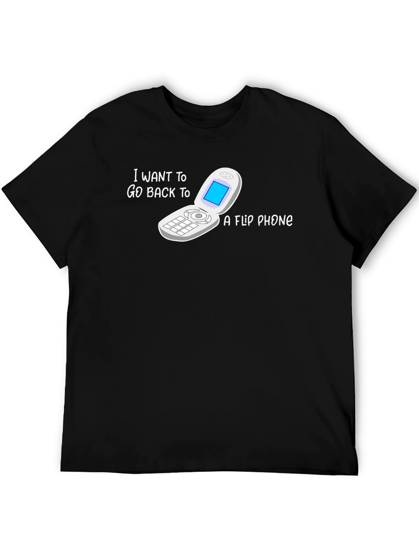 Black Retro Flip Phone T-Shirt - Back to Basics Style view 5
