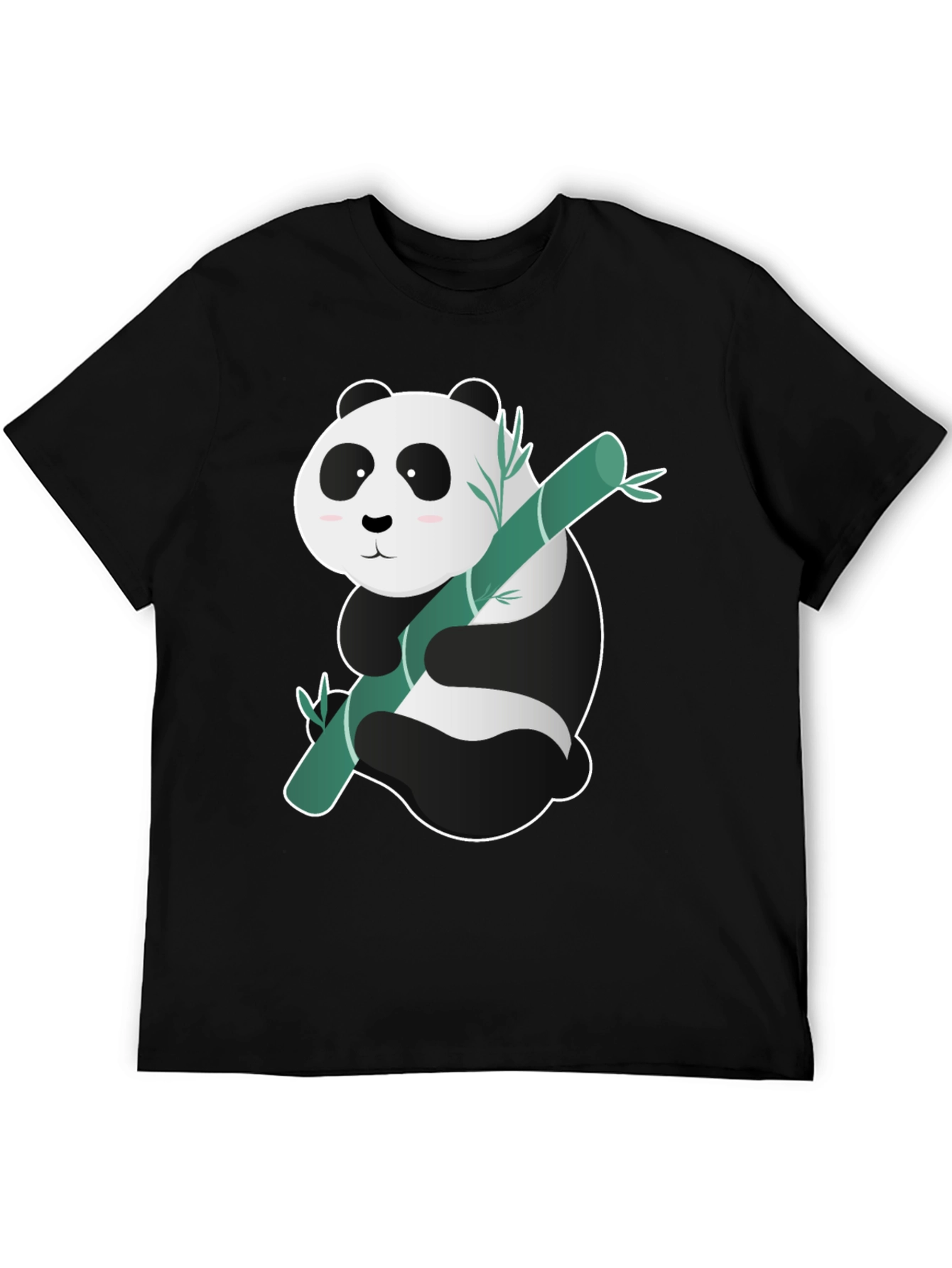 Black Cute Panda Bamboo T-Shirt - Black view 5