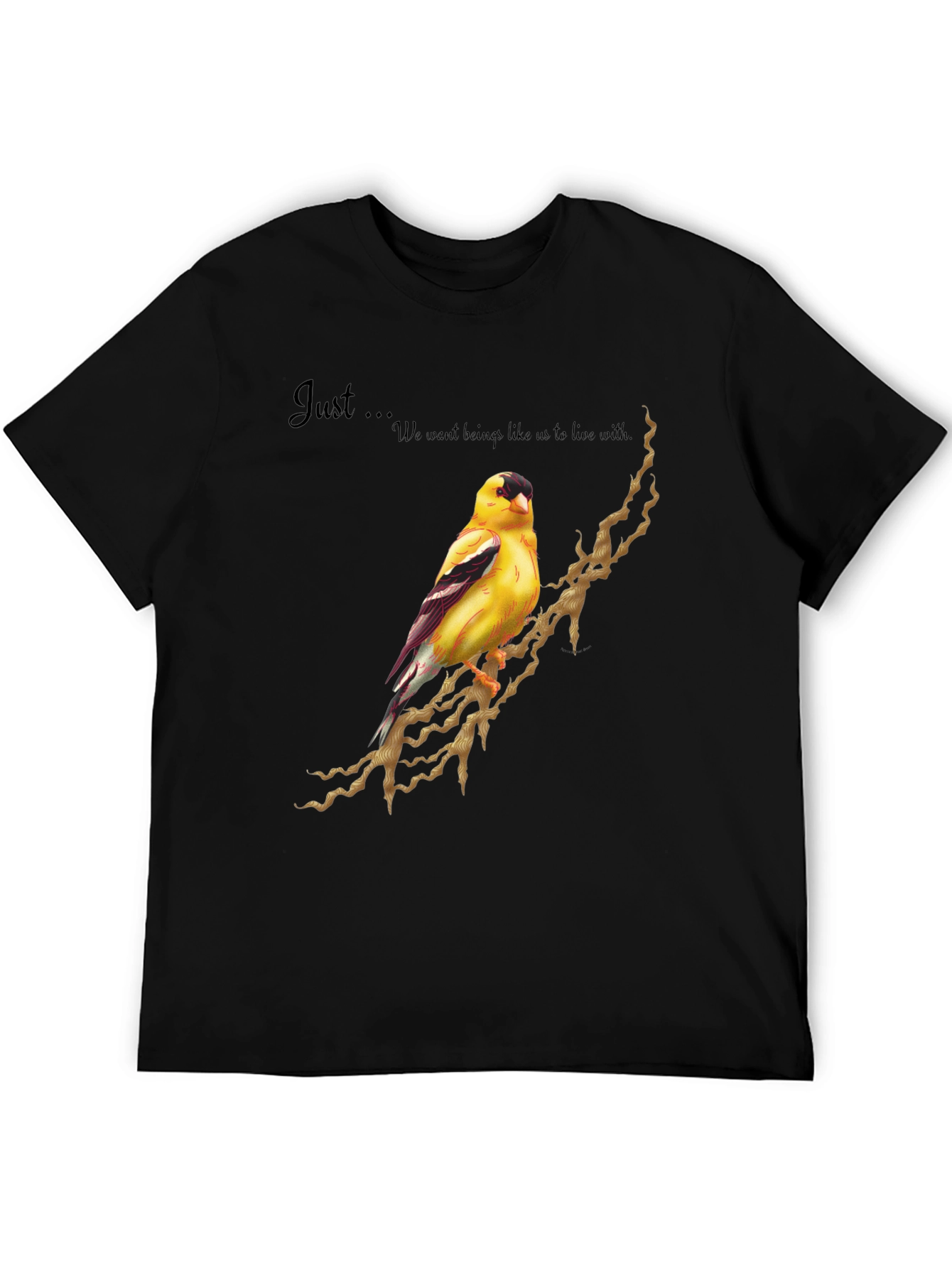 Black Goldfinch Bird Graphic Tee - Unique Design Shirt view 5