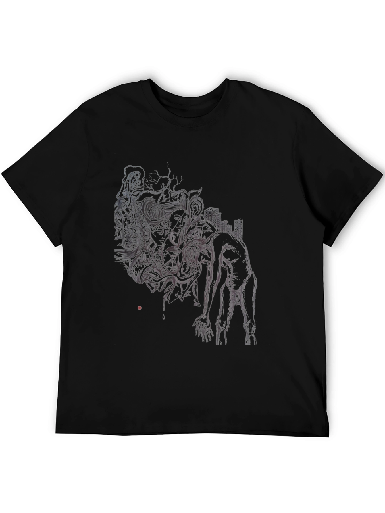 Black Unique Graphic Print Black T-Shirt view 5