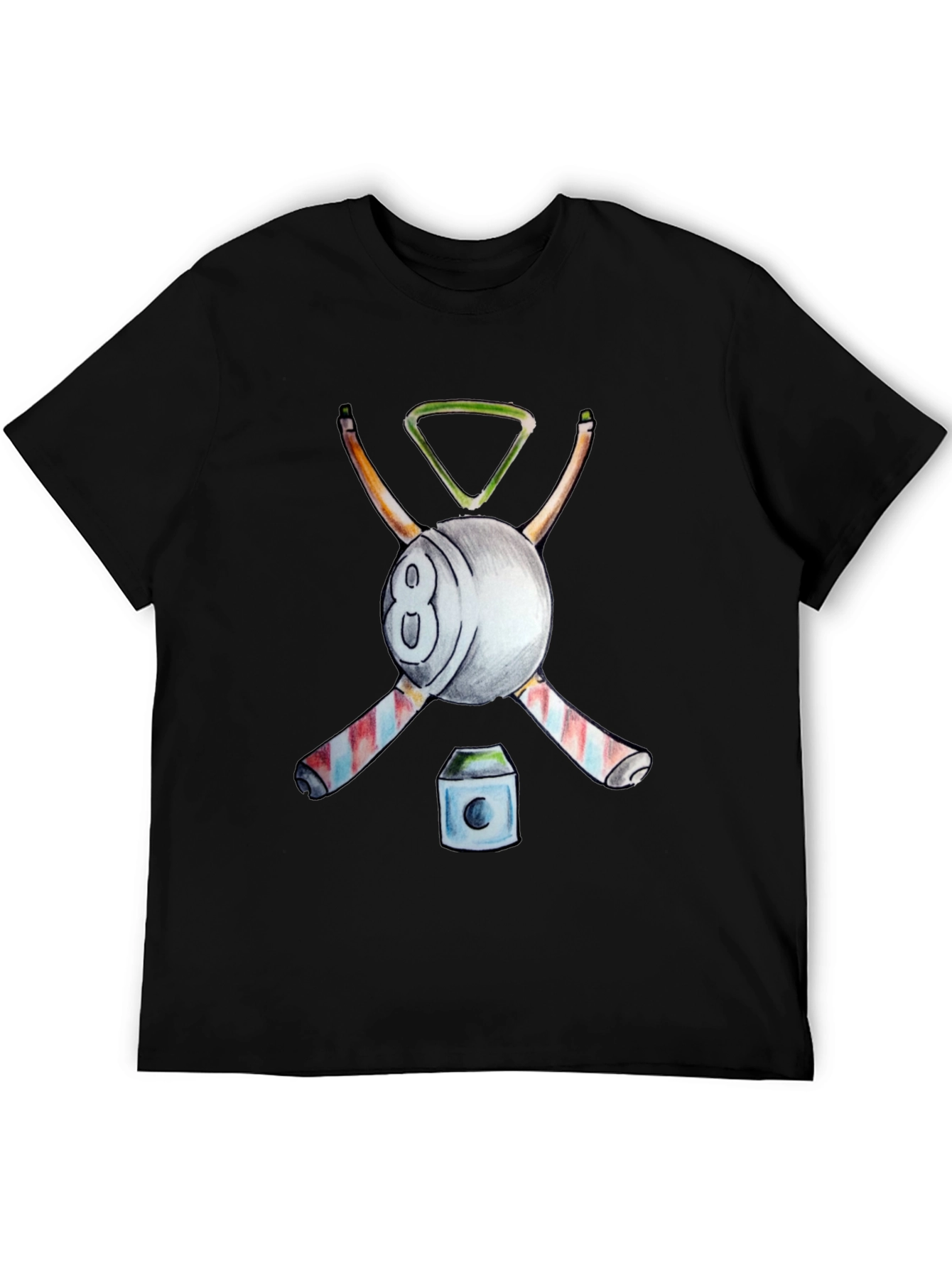 Black Cool Billiards Graphic T-Shirt - 8 Ball Design view 5