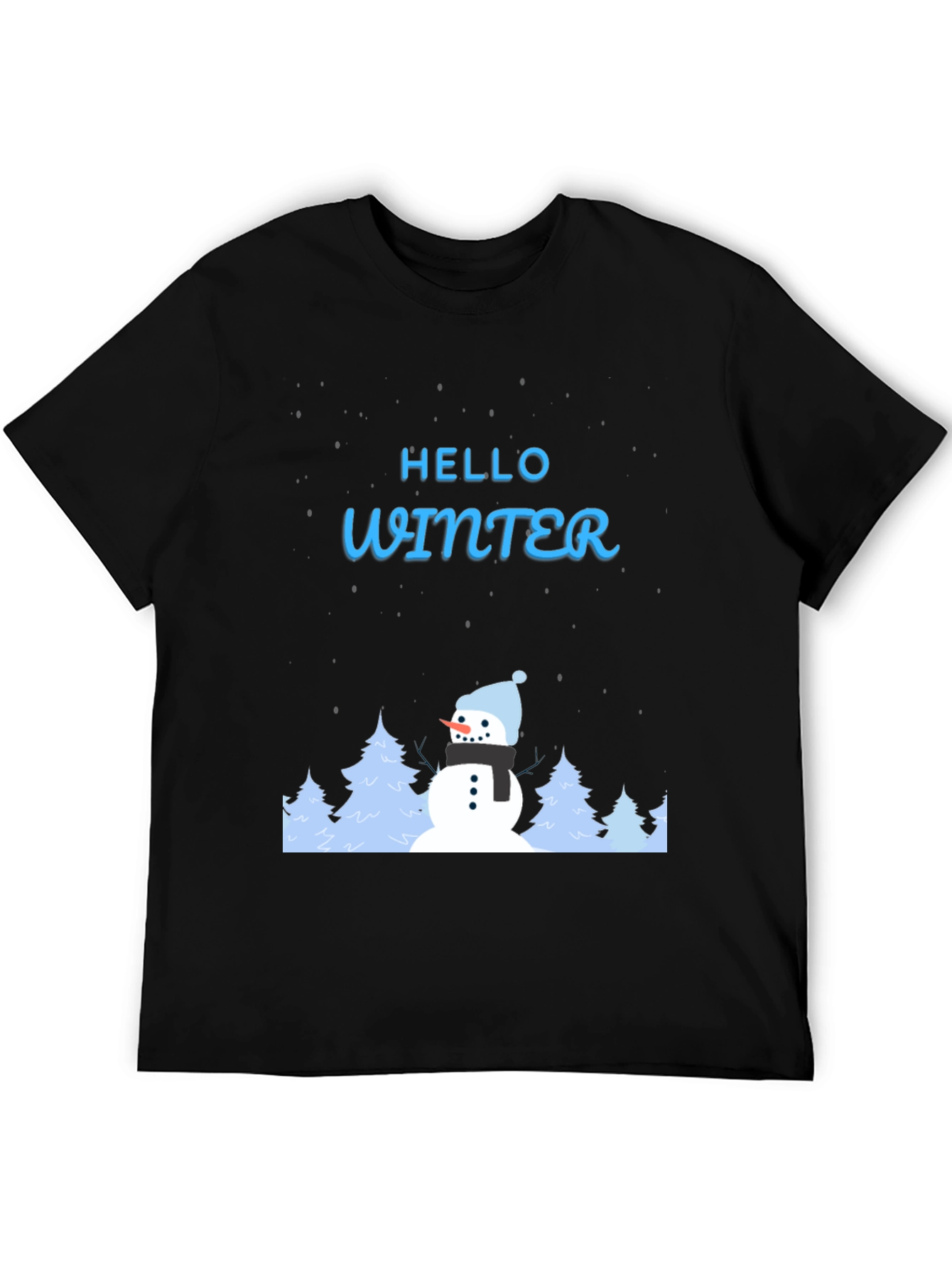 Black Hello Winter Snowman Graphic Tee view 5