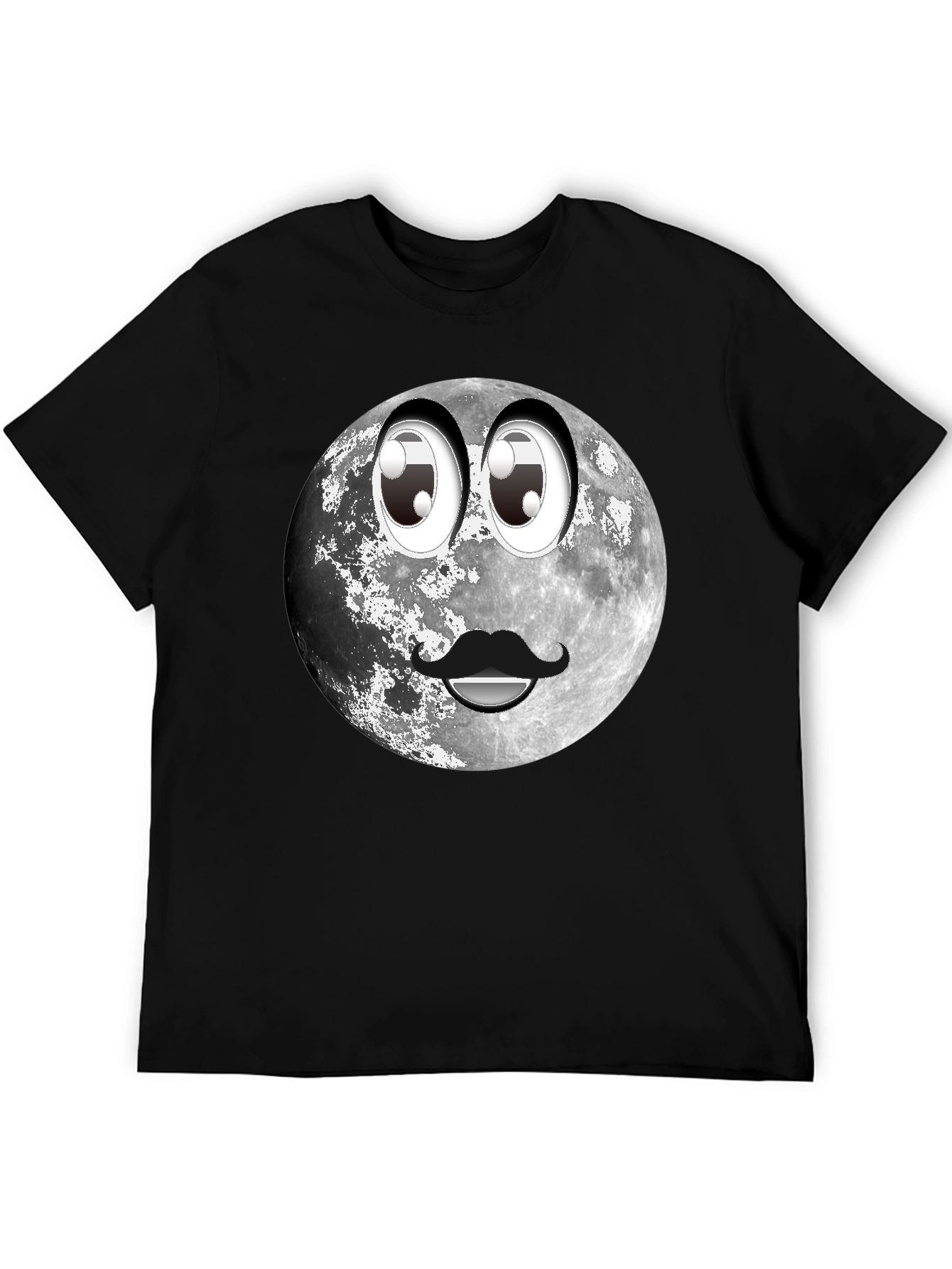 Black Humorous Moon Face Graphic Tee - Black view 5