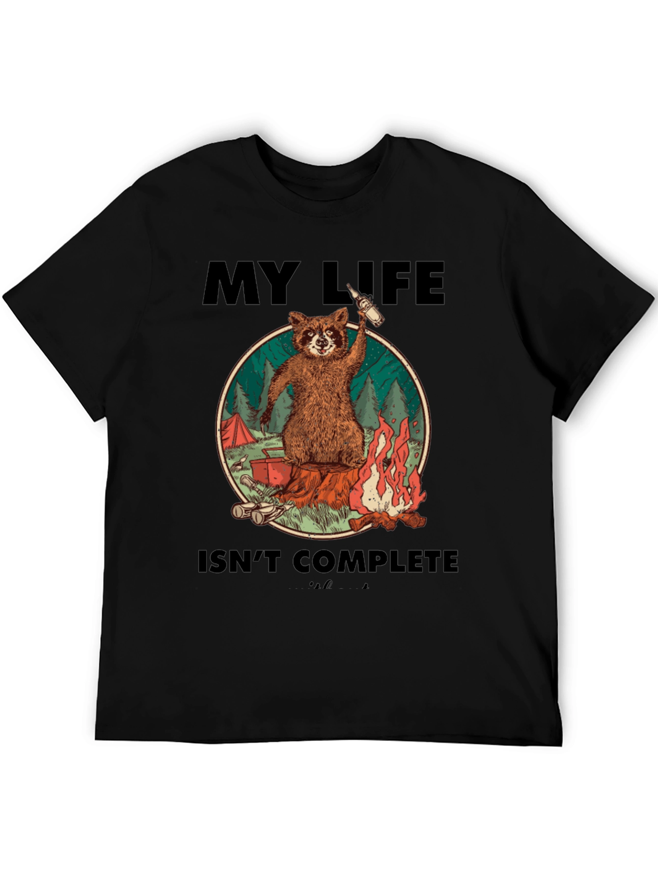 Black Raccoon Camping Graphic Tee - My Life Isn't Complete view 5