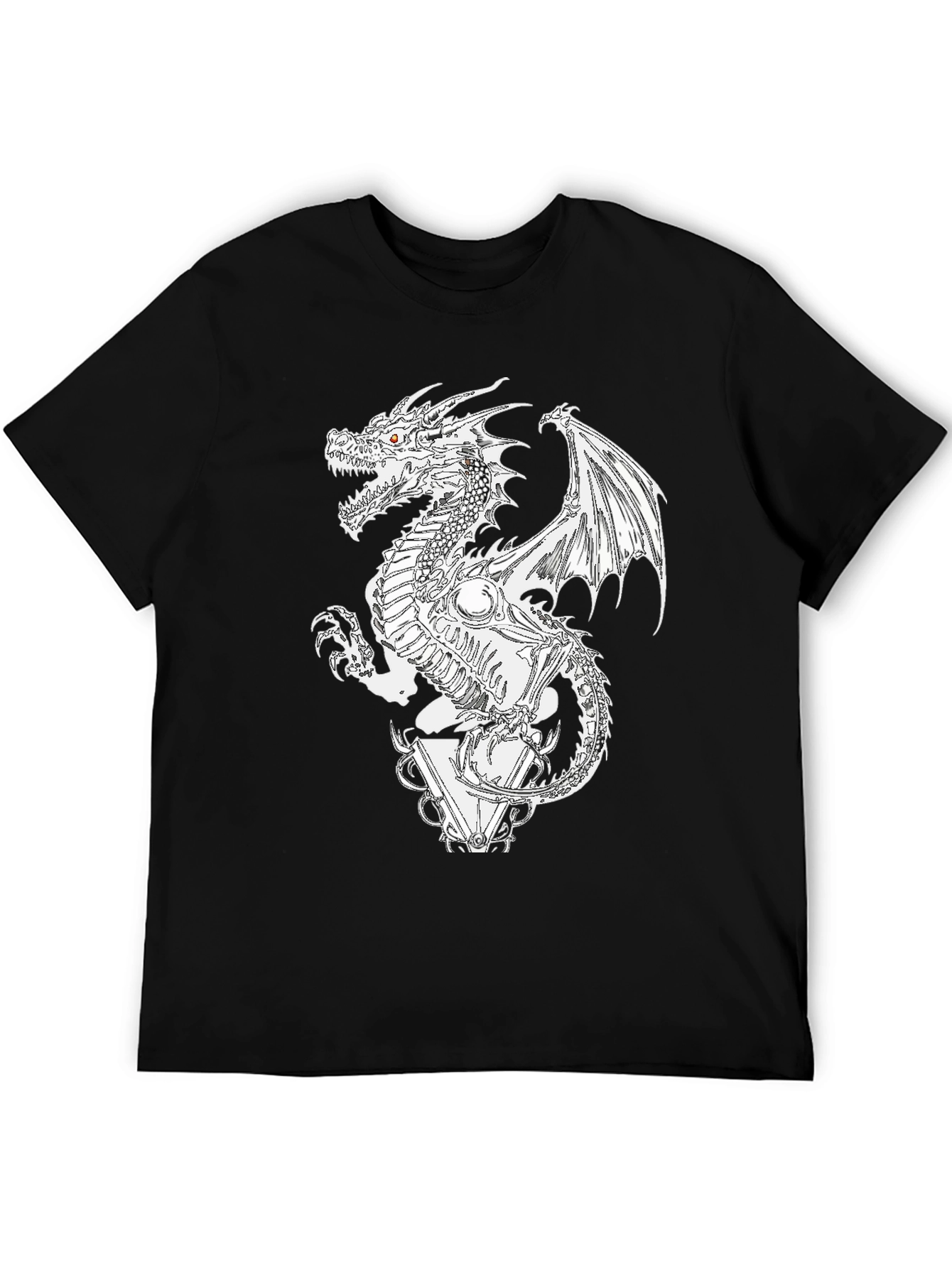 Black Dragon Skeleton Graphic Tee - Black view 5