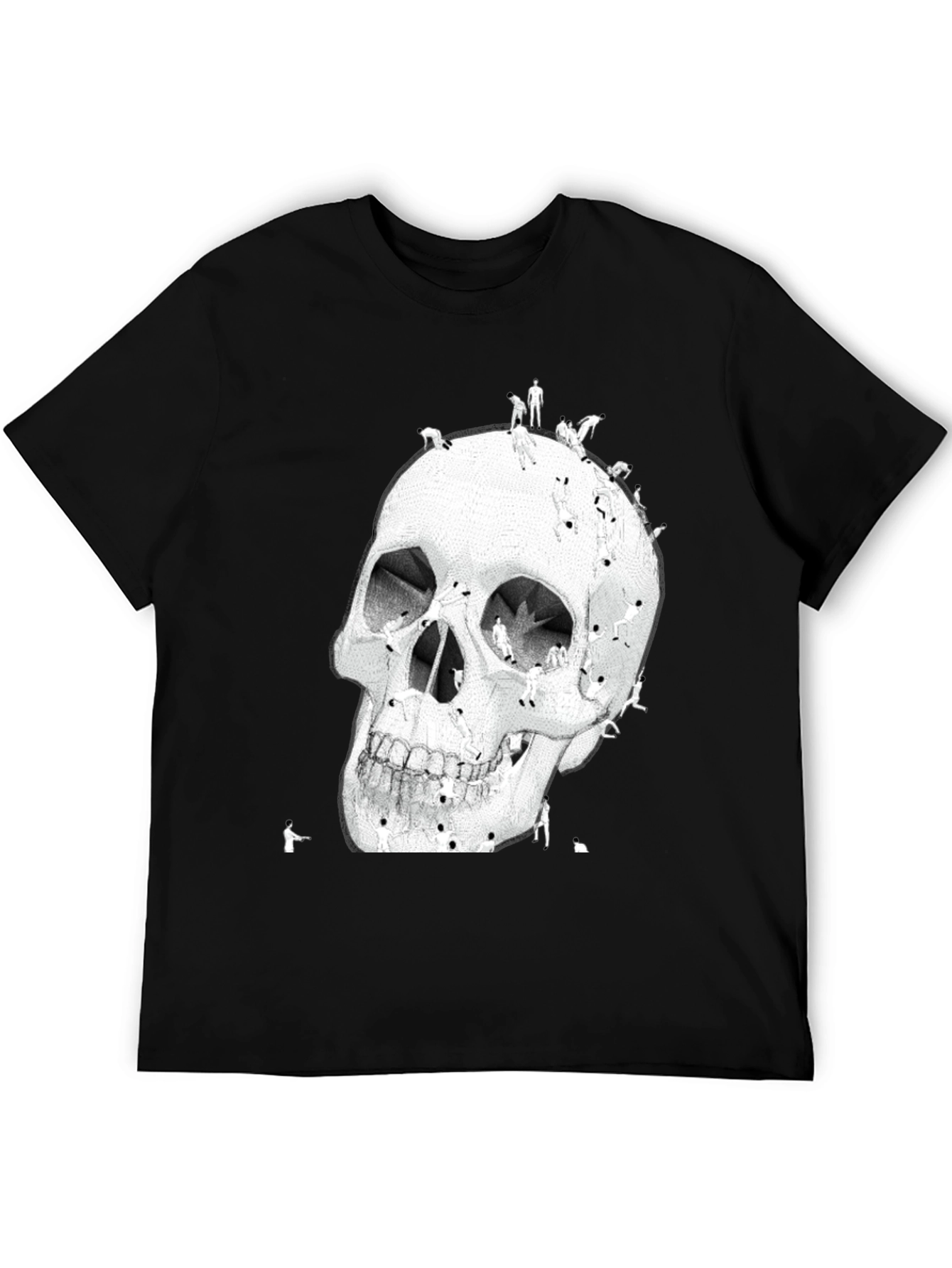 Black Skull Art Graphic T-Shirt - Black view 5
