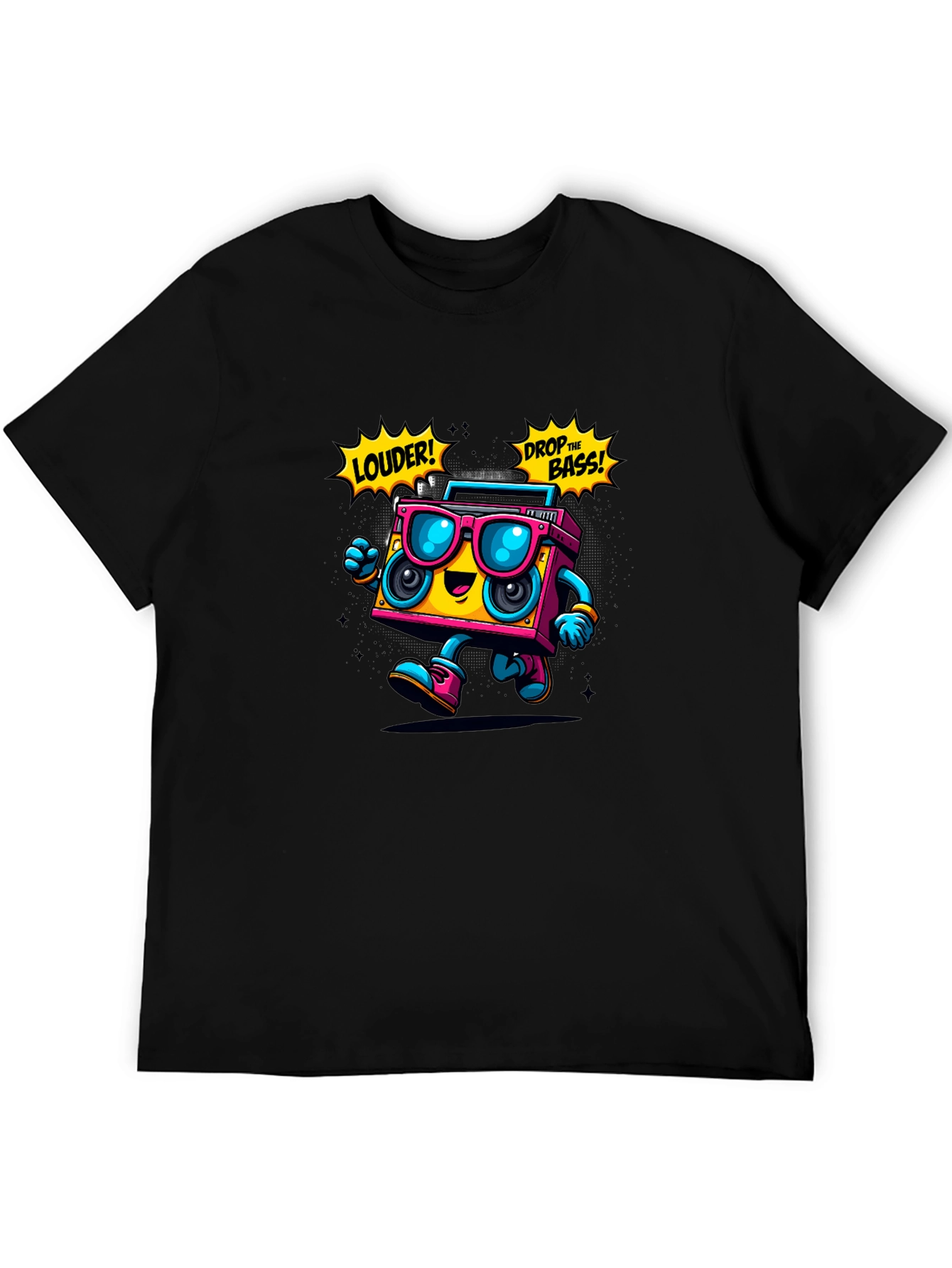 Black Retro Boombox Graphic T-Shirt - Loud and Fun! view 5
