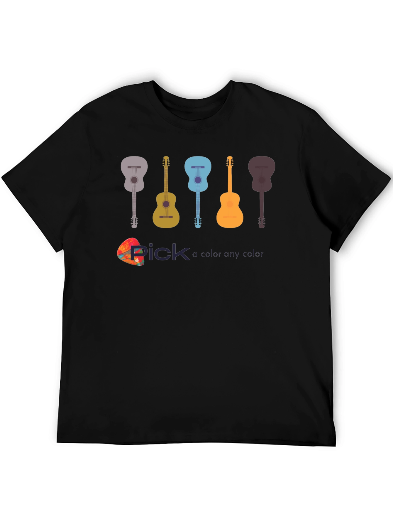 Black Guitar Pick Color T-Shirt - Music Lover Apparel view 5